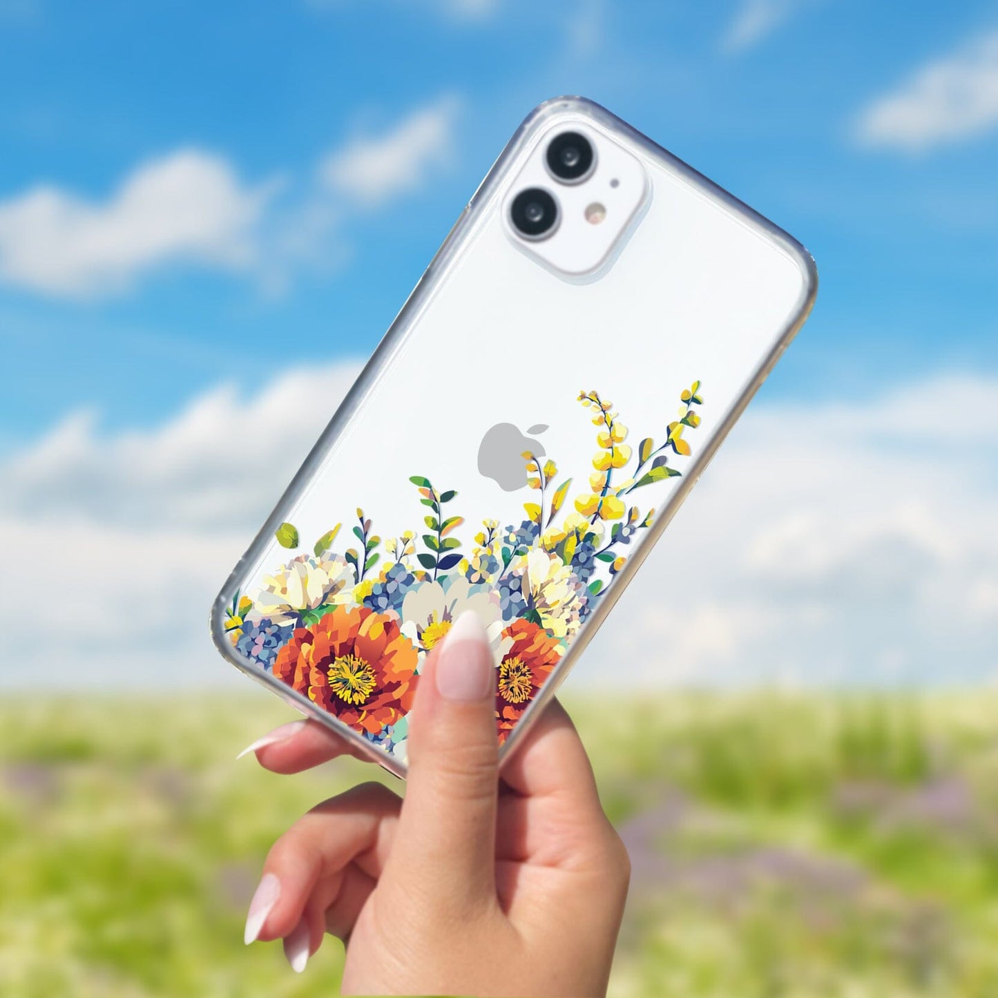 Summer Flowers Clear Phone Case • Designed to fit iPhone and Samsung Phones Phone Case Printify