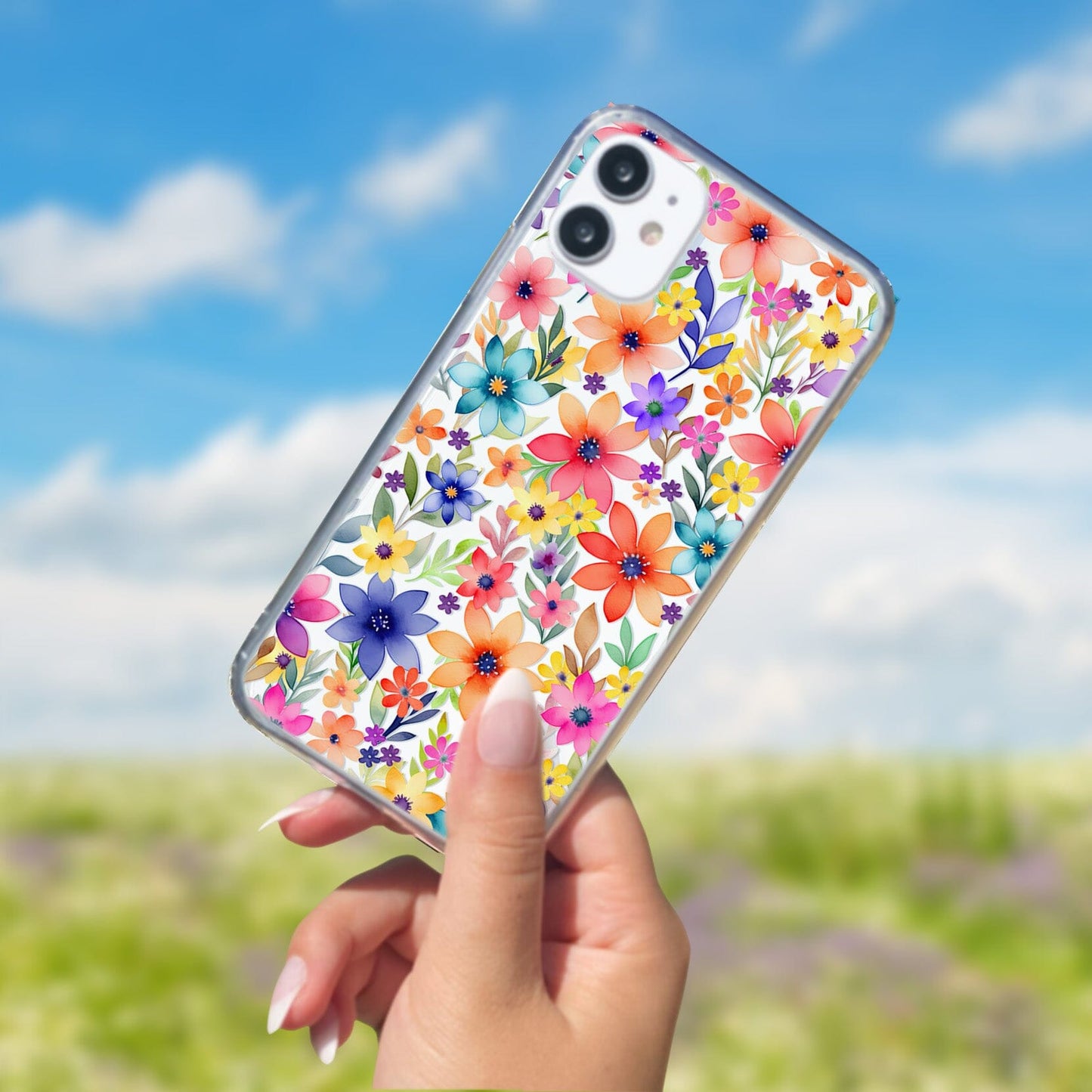 iPhone 16 Pro Case, Spring Flowers Clear Phone Case • Designed to fit Most iPhone and Samsung Models Phone Case Printify