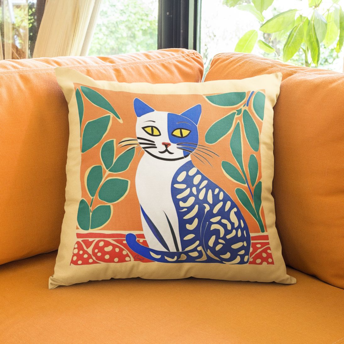 Matisse Tuxedo Cat Throw Pillow • Boho Home Decor Home Goods teelaunch