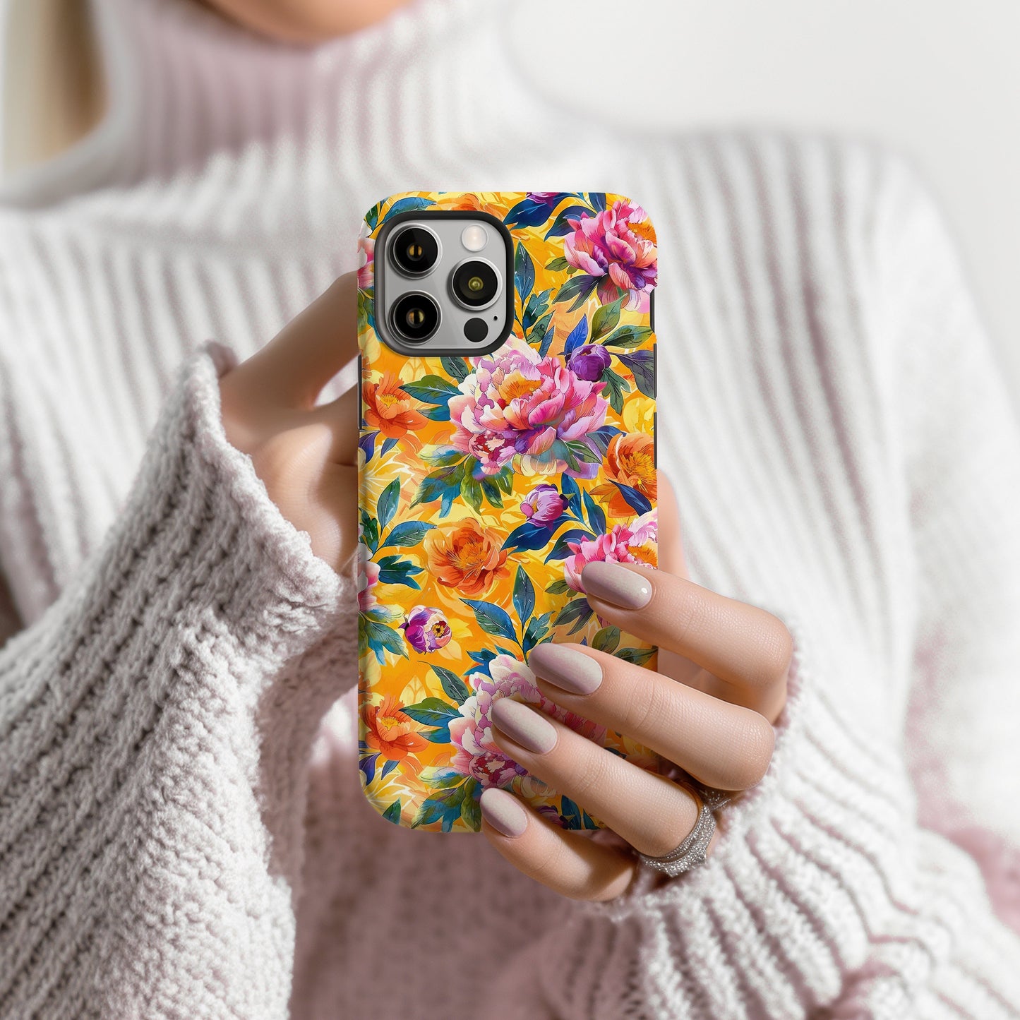 Spring Flowers Tough Phone Case • Designed to fit Most iPhone and Samsung Models Phone Case Printify