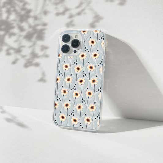Retro Daisies Clear Phone Case • Designed to fit Most iPhone and Samsung Phones Phone Case Printify