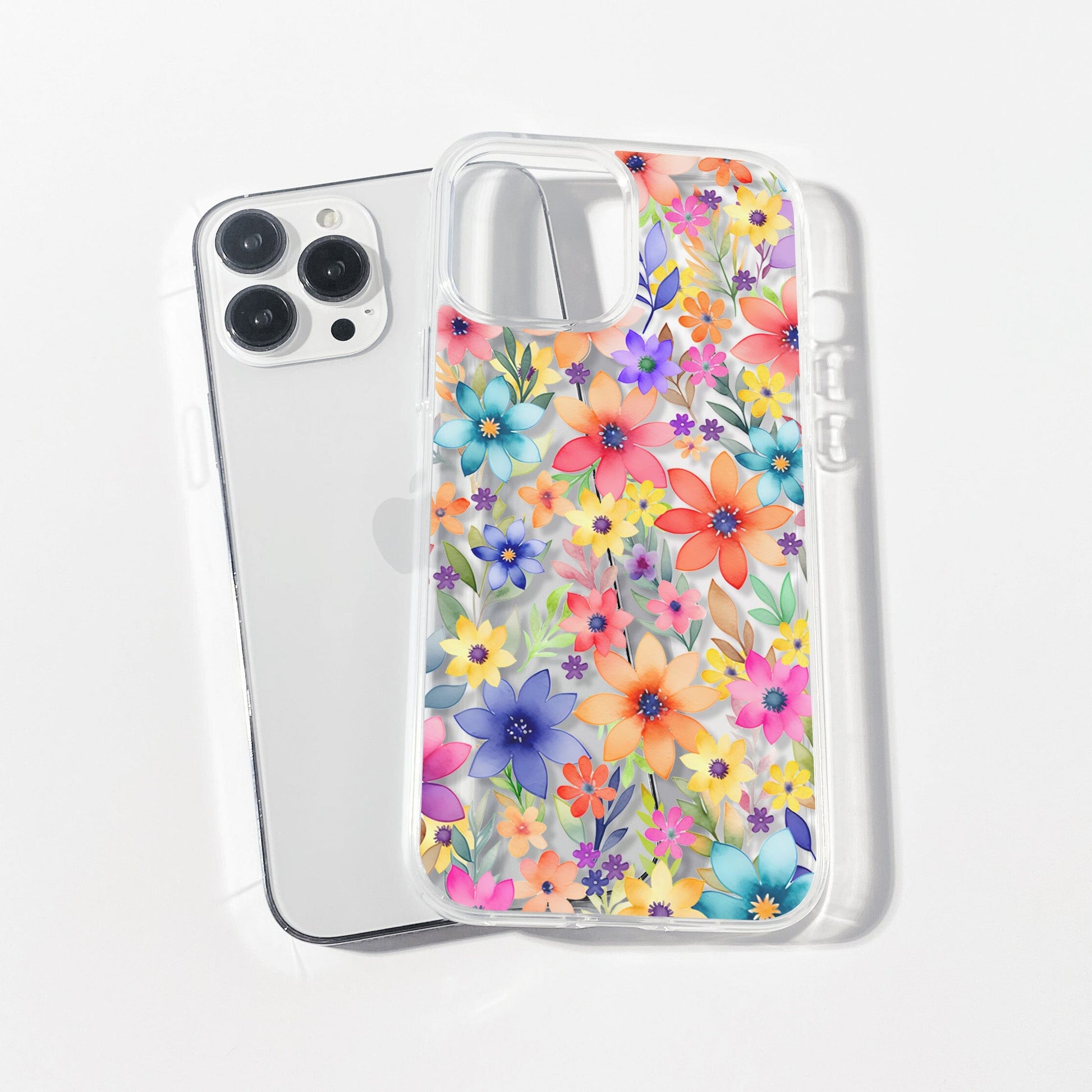 iPhone 16 Pro Case, Spring Flowers Clear Phone Case • Designed to fit Most iPhone and Samsung Models Phone Case Printify