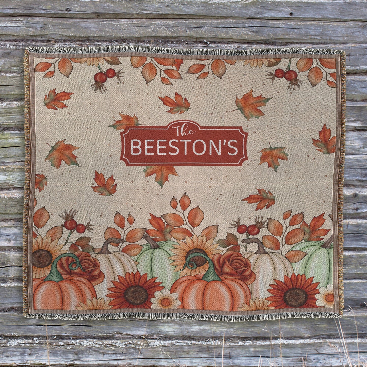 Fall Woven Pumpkin Blanket Blankets teelaunch