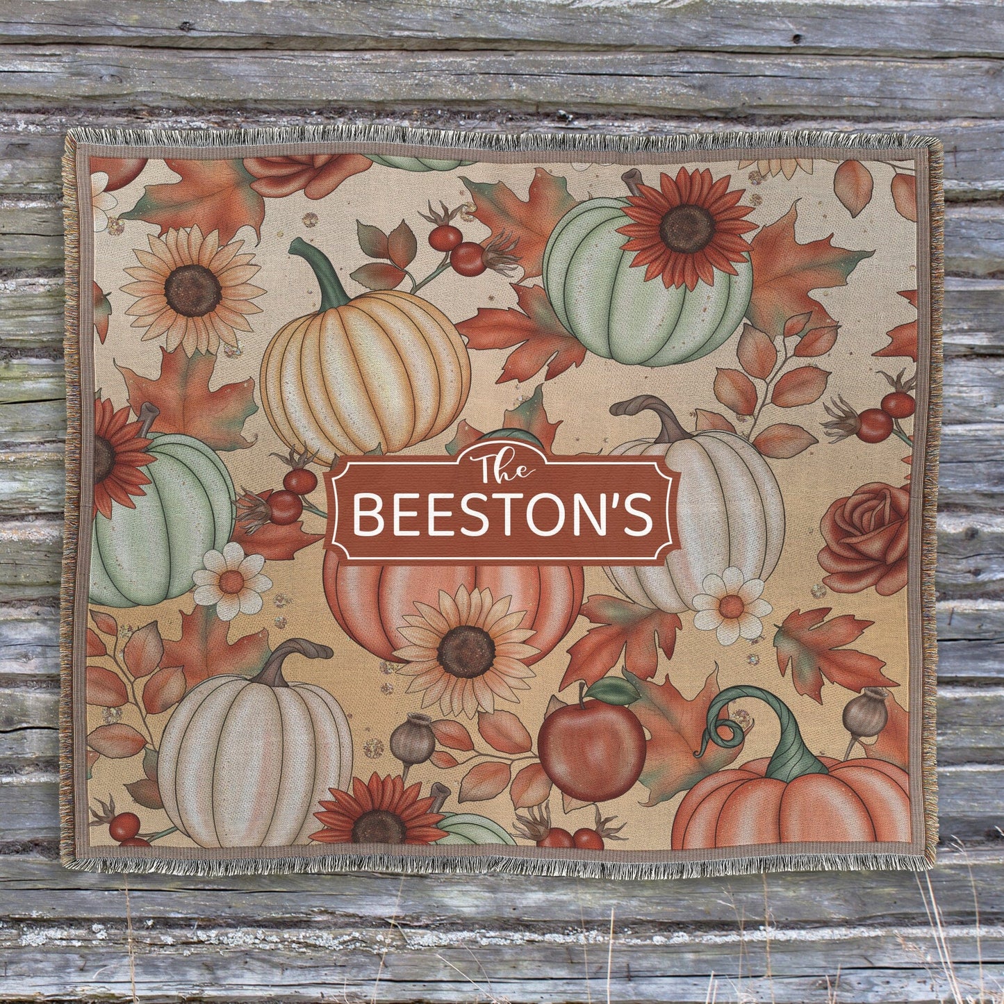 Throw Blanket Couch Fall Woven Blanket, Fall Home Decor, Boojee Halloween Decoration, Pumpkin Spice Season Mushroom Blanket, Autumn Decor Blankets teelaunch