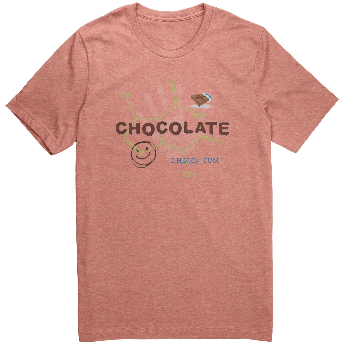 Chocolate Molecule for Chocolate Lovers • Unisex T-Shirt Apparel teelaunch Heather Sunset XS