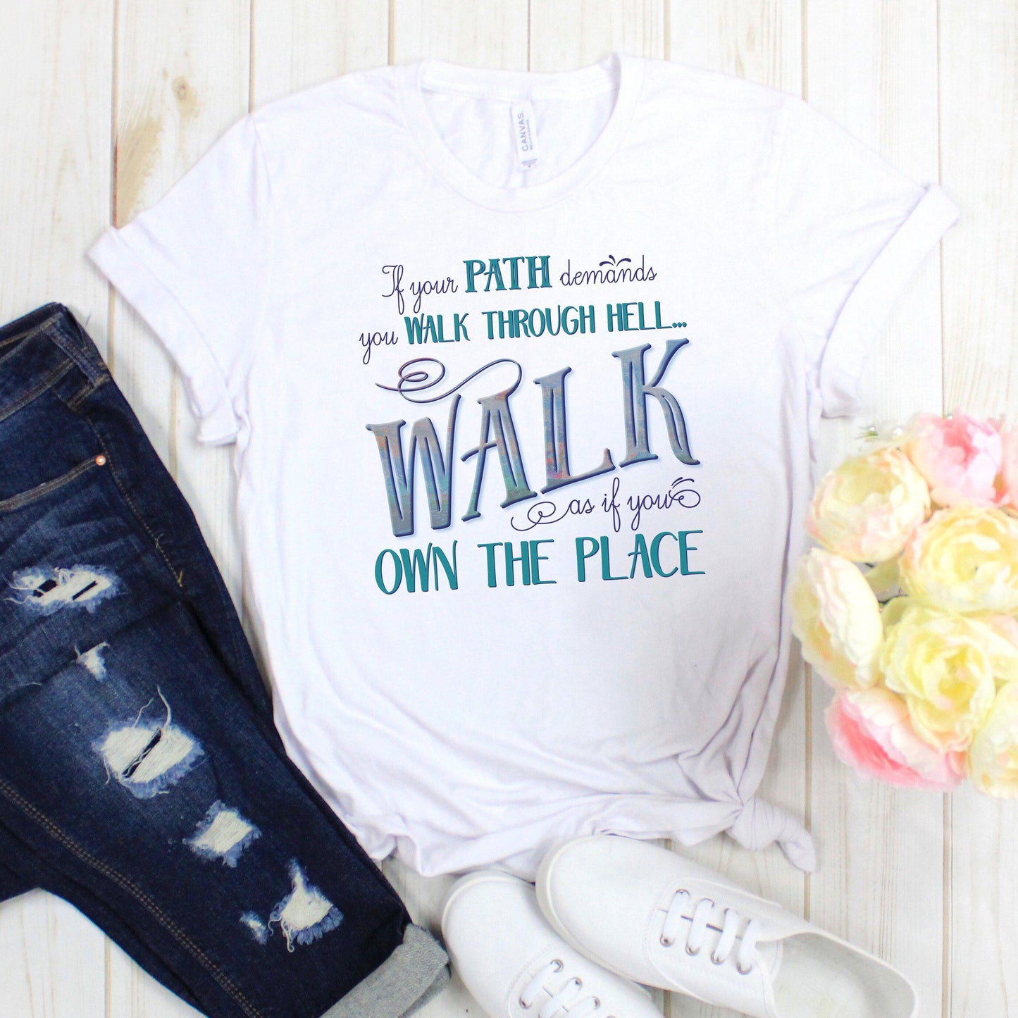 Walk Through Hell Colorful Design Women's Cotton Tee