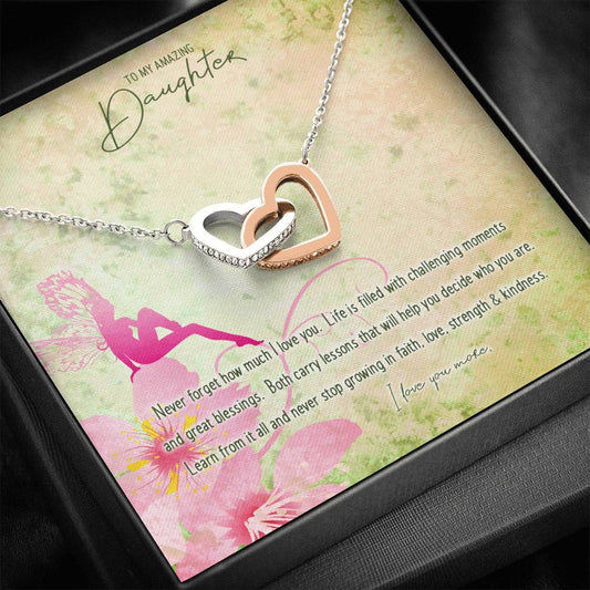 Double Heart Pendant • Custom Message Card To Daughter, Love Jewelry ShineOn Fulfillment Standard Box 