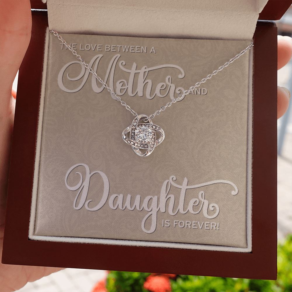 Mother Daughter Love • Love Knot Pendant Jewelry ShineOn Fulfillment Mahogany Style Luxury Box (w/LED) 
