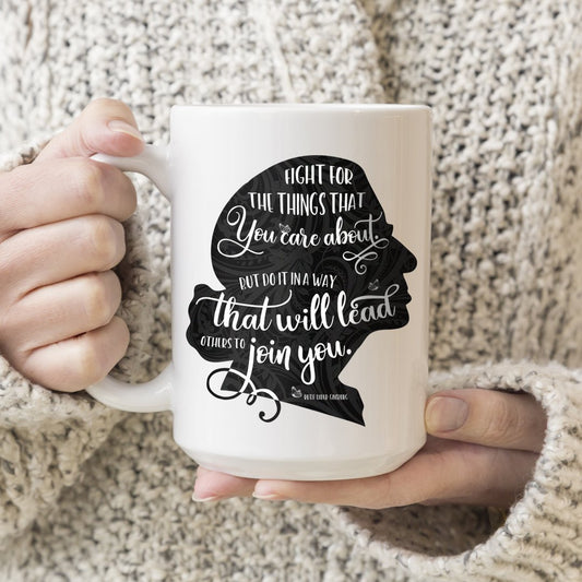 Fight for the Things You Care About Ruth Bader Ginsburg Ceramic Coffee Mug Black Silhouette 11oz. or 15oz.