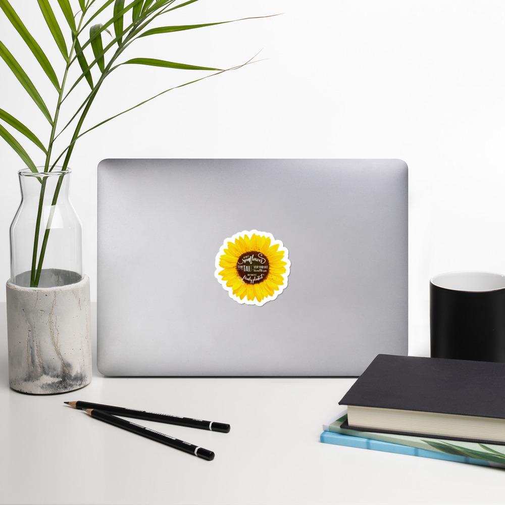 Be Like A Sunflower Sticker Salmon Olive 3x3