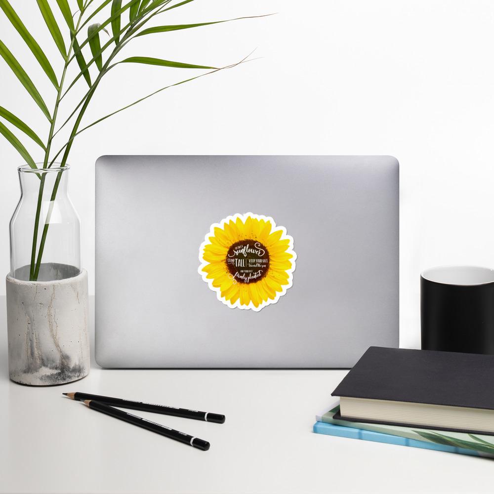 Be Like A Sunflower Sticker Salmon Olive 4x4