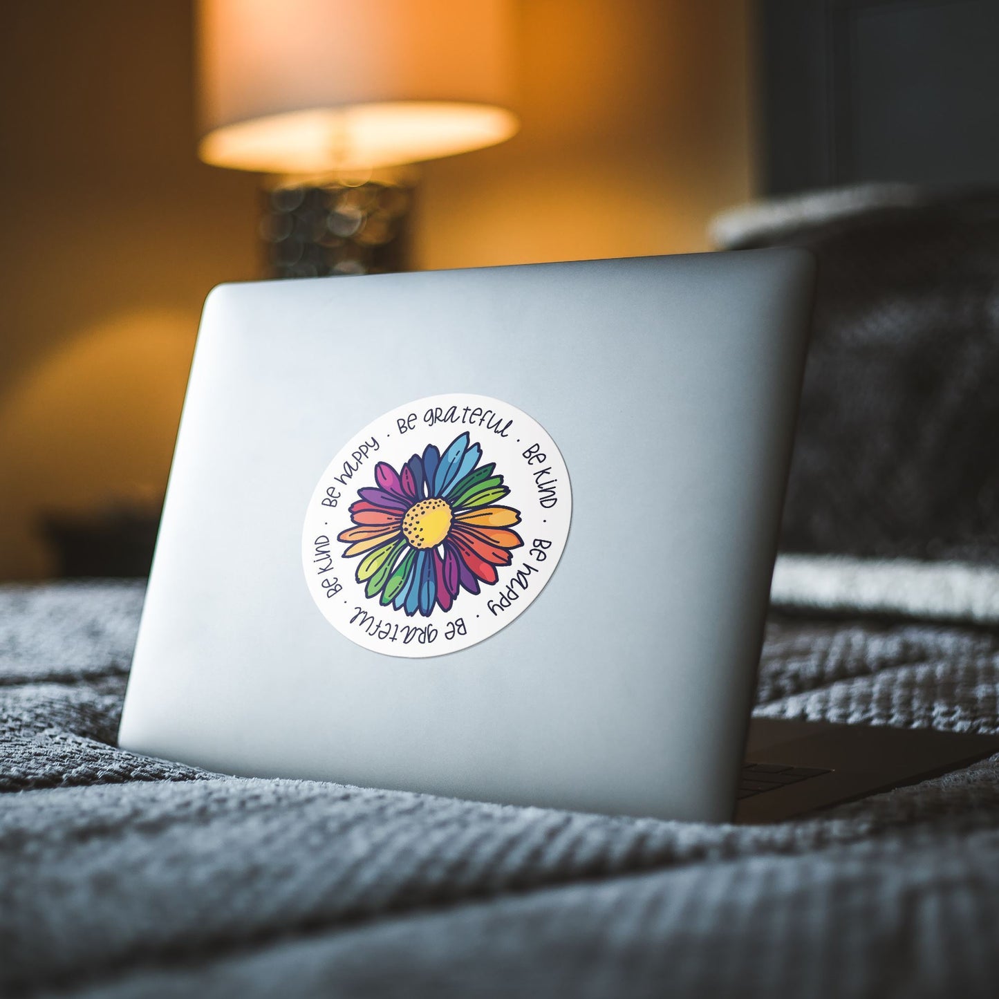 Be Kind, Be Happy, Be Grateful Daisy Stickers Salmon Olive