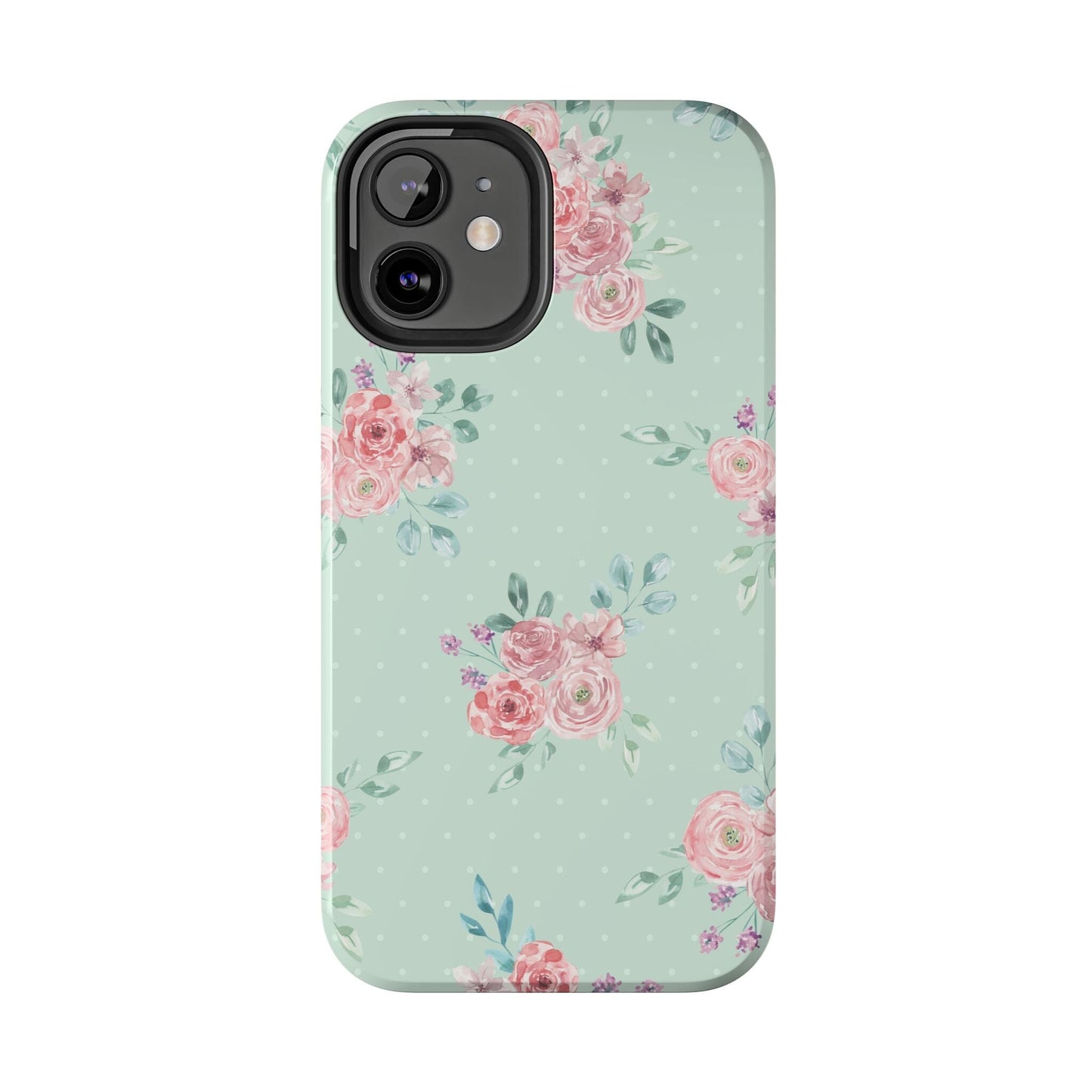 Green Floral Phone Case, Summer Flower Phonecases, Coquette Aesthetic iPhone Case for 15 14 13 12 Cell Phone Covers Phone Case Printify 