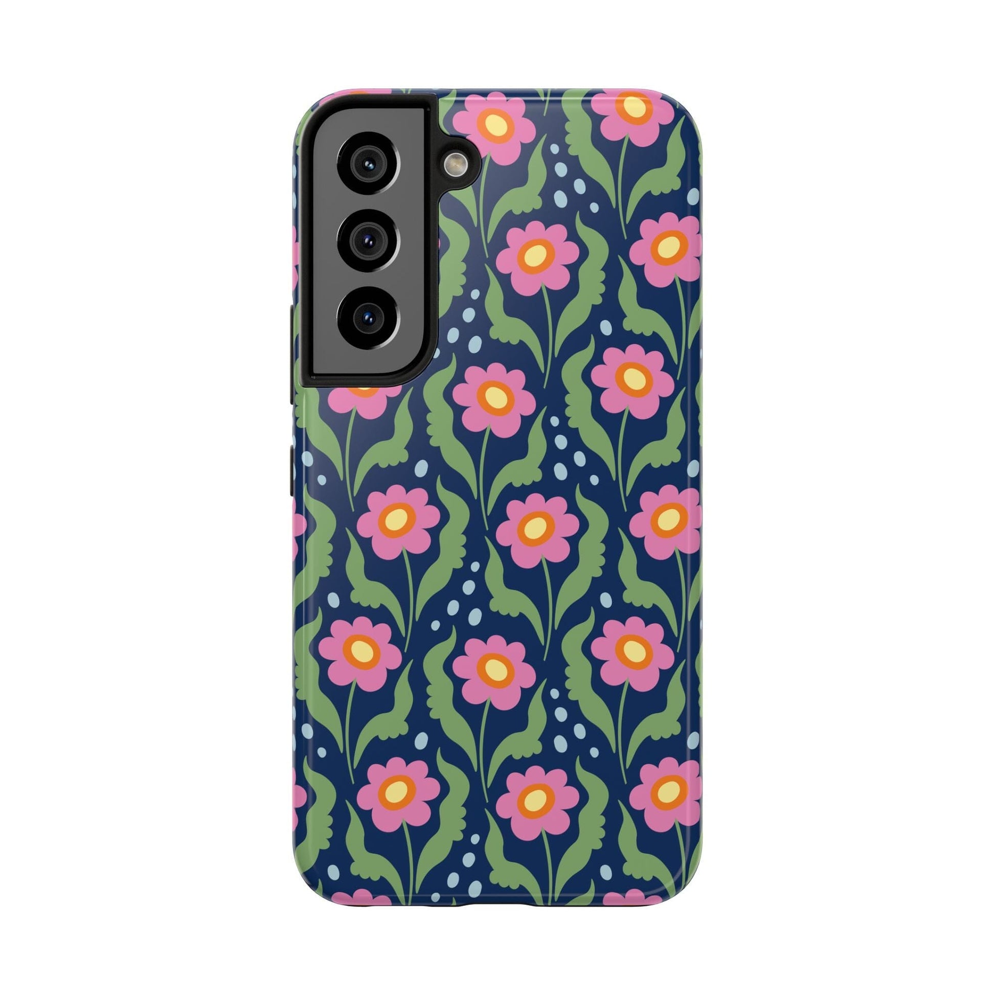 Retro Daisies Tough Phone Cases • Blue Floral Phone Case Designed to Fit Most iPhone and Samsung Phones Phone Case Printify Samsung Galaxy S22 