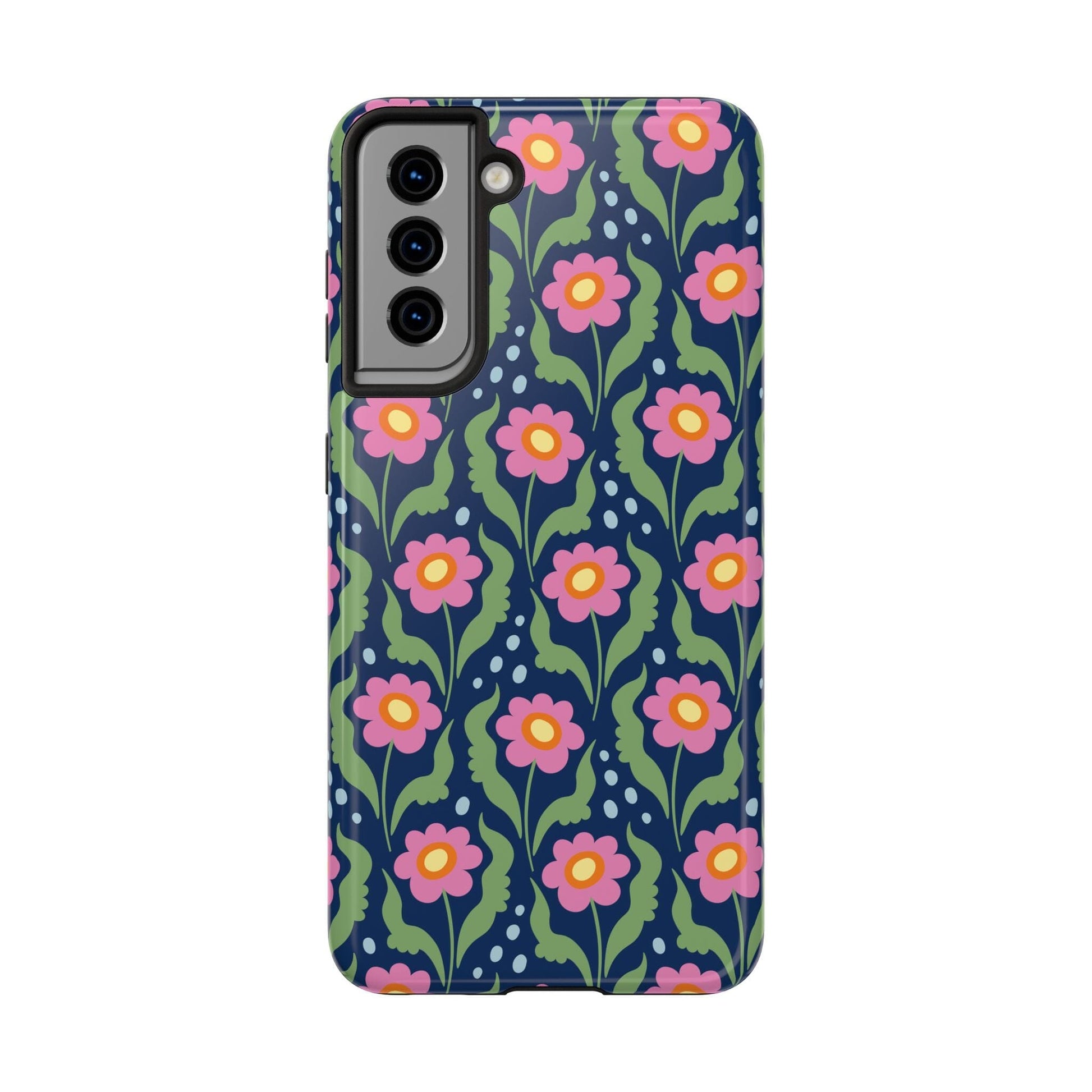 Retro Daisies Tough Phone Cases • Blue Floral Phone Case Designed to Fit Most iPhone and Samsung Phones Phone Case Printify Samsung Galaxy S21 