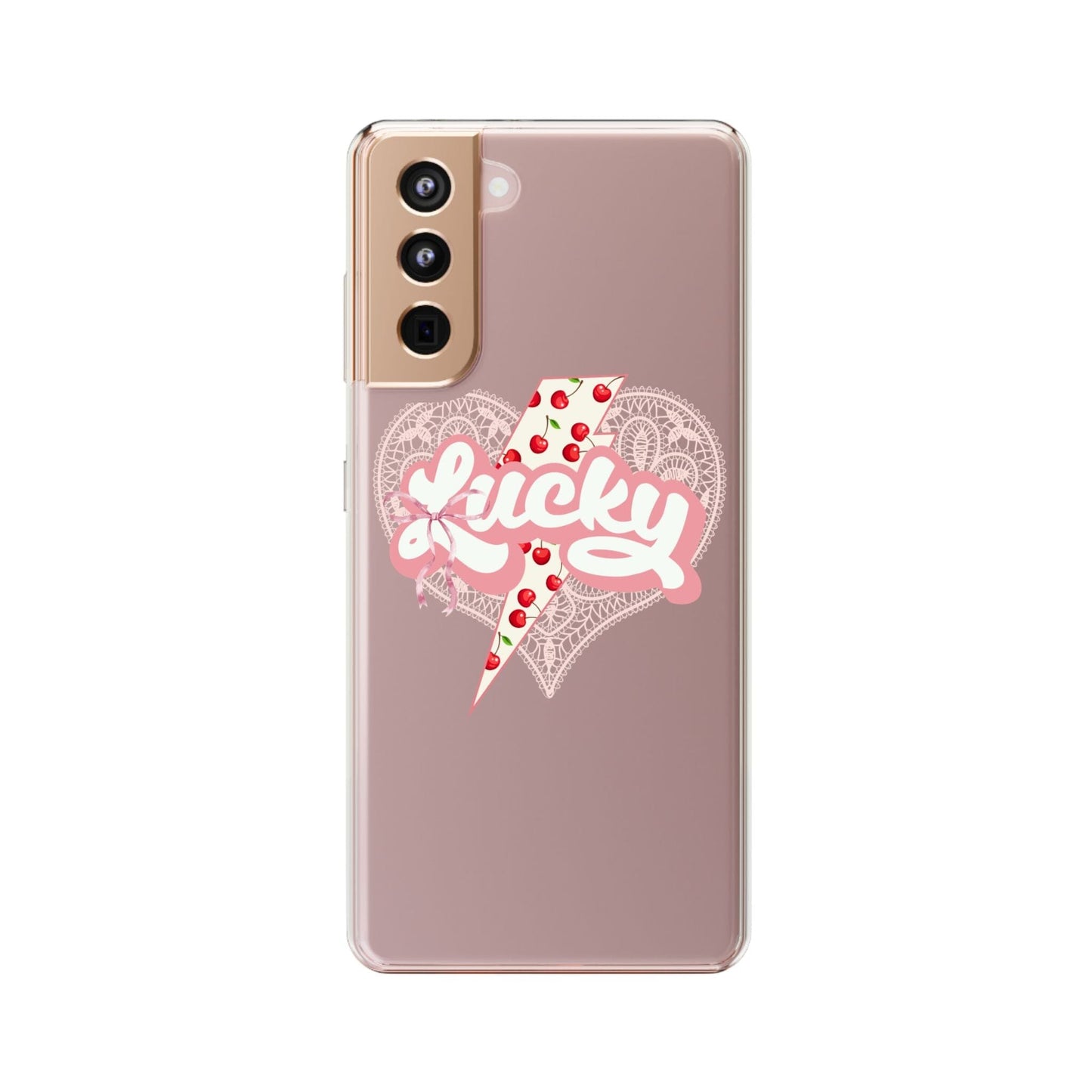 Lucky Girl Coquette Phone Case, Fits iPhone and Samsung Phones, Clear Case Phone Case Printify Samsung Galaxy S21 With gift packaging 