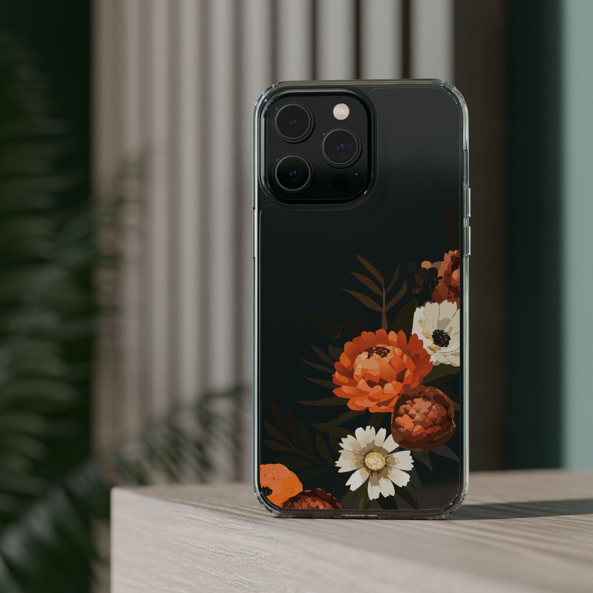 Fall Flowers Clear Phone Case • Designed to fit iPhone and Samsung Phones Phone Case Printify 