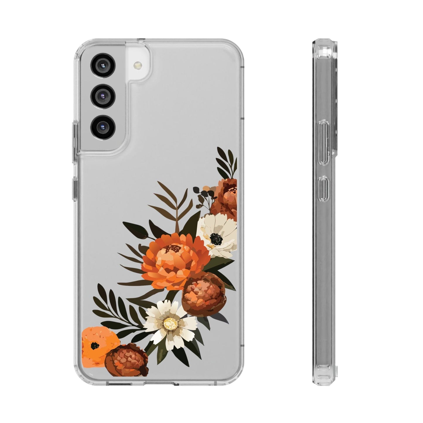 Fall Flowers Clear Phone Case • Designed to fit iPhone and Samsung Phones Phone Case Printify Samsung Galaxy S22 Plus 