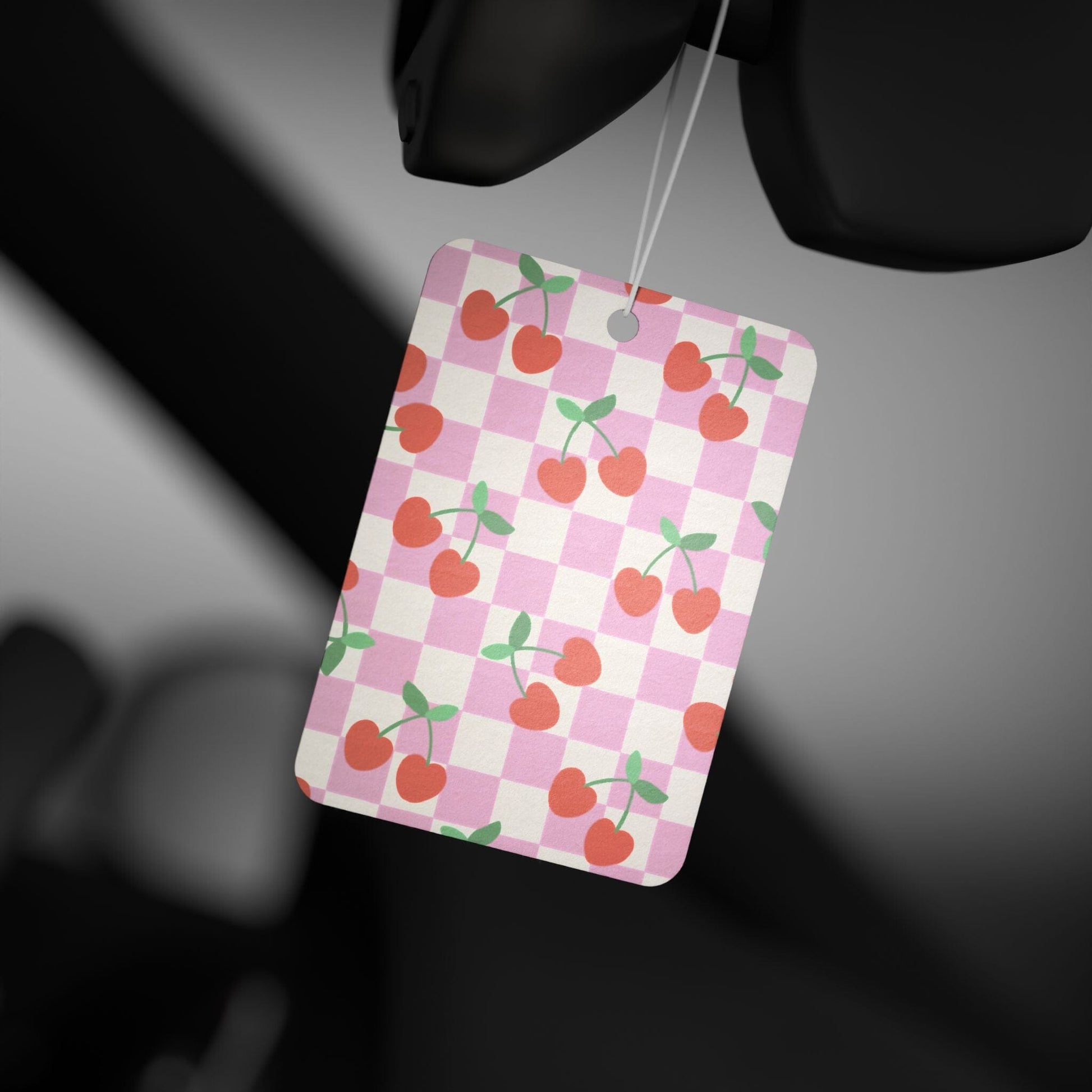 Y2k Checkered Cherry Car Air Freshener, Cute Car Accessories, Car Diffuser Freshie, Matching Car Accessories, Teenage Girl Gifts Accessories Printify 