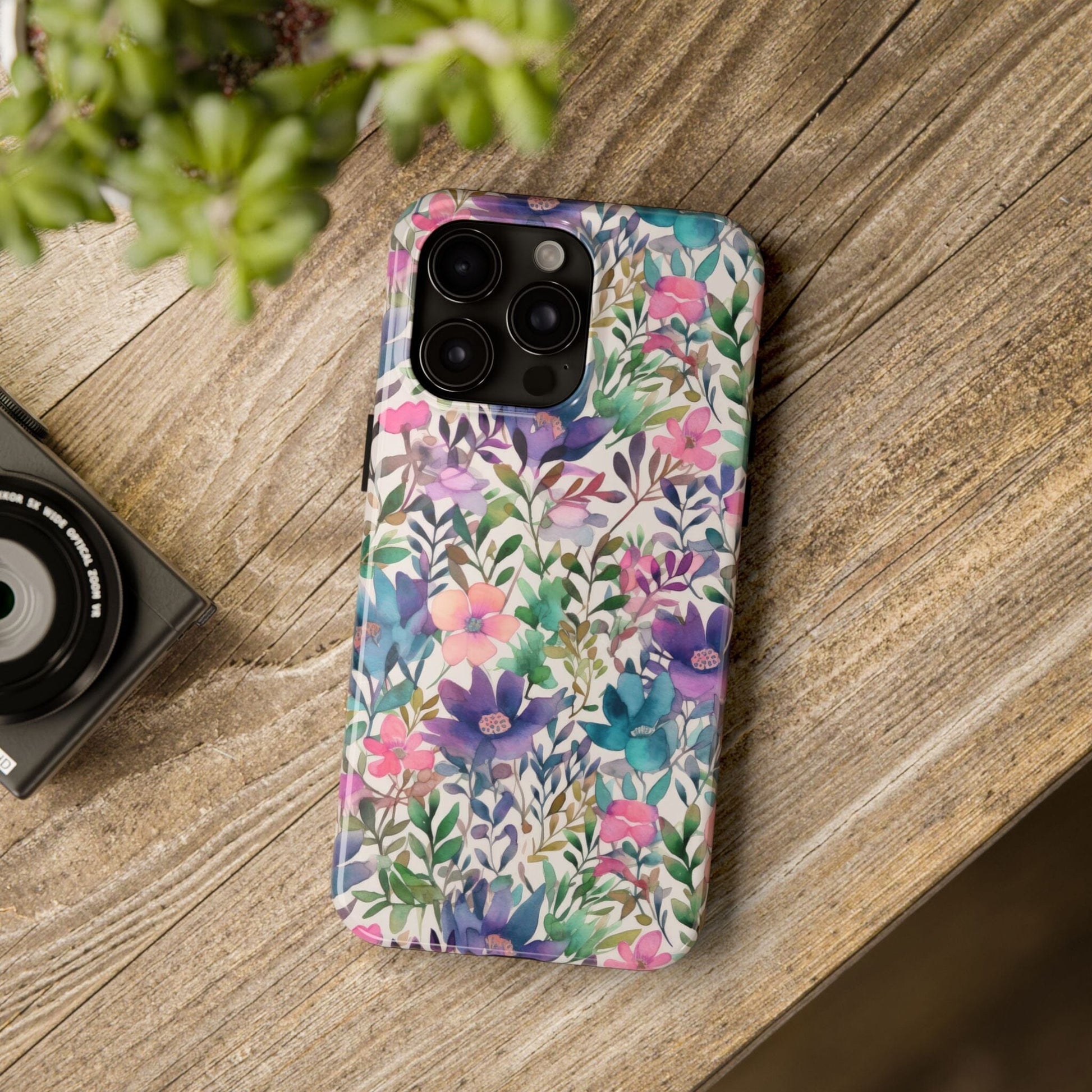 Petite Watercolor Flowers Tough Phone Case • Designed to fit Most iPhone and Samsung Phones Phone Case Printify 