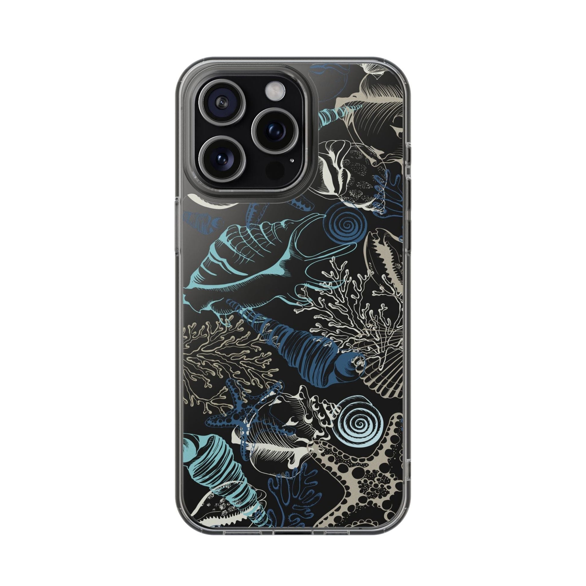 Clear iPhone Case • Blue Seashells Phone Case - Fits Most iPhone and Samsung Phones Phone Case Printify iPhone 15 Pro Max Without gift packaging 