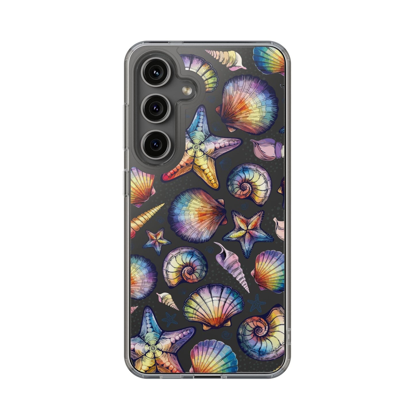 Rainbow Seashell Clear Phone Cases • Designed to fit most iPhone and Samsung Phones Phone Case Printify Samsung Galaxy S24 Without gift packaging 