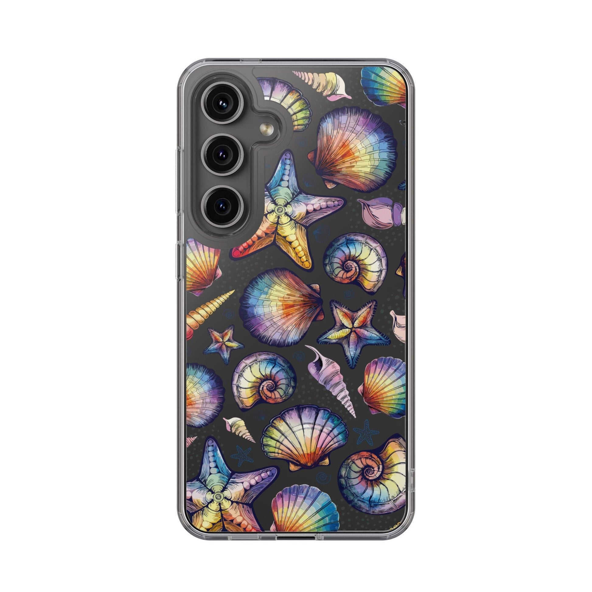 Rainbow Seashell Clear Phone Cases • Designed to fit most iPhone and Samsung Phones Phone Case Printify Samsung Galaxy S24 Without gift packaging 