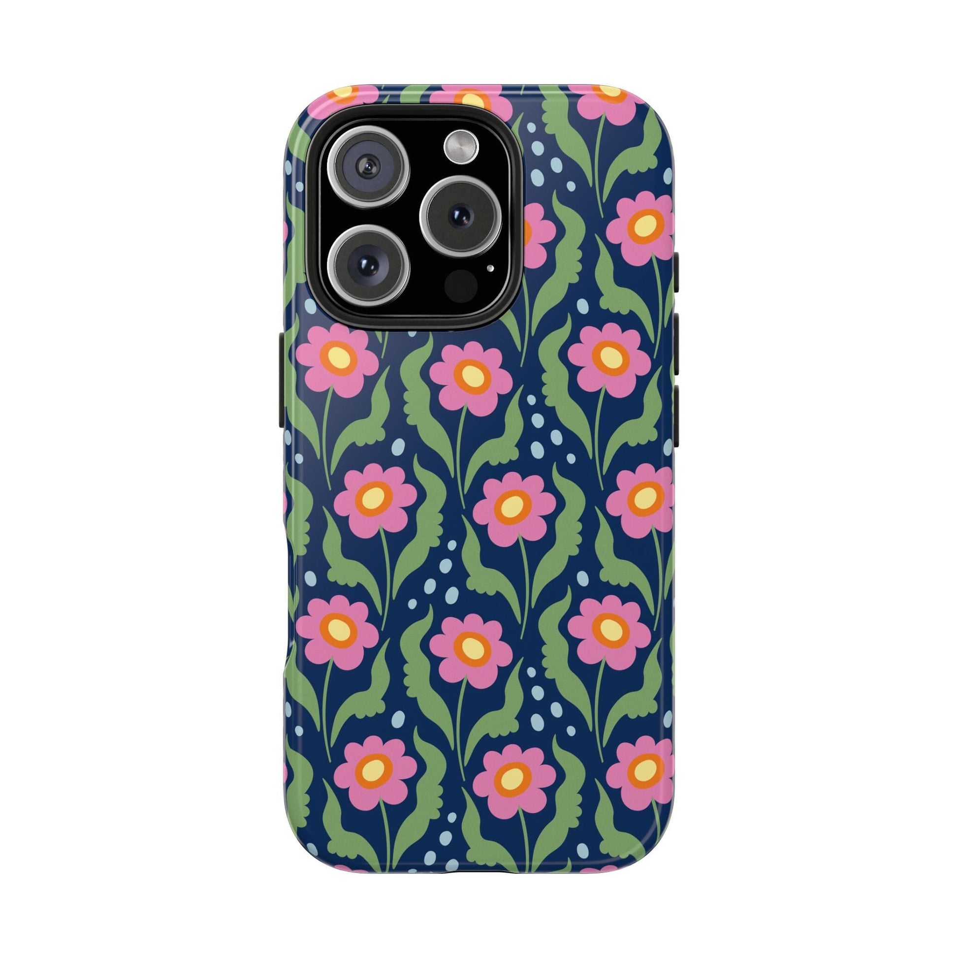 Retro Daisies Tough Phone Cases • Blue Floral Phone Case Designed to Fit Most iPhone and Samsung Phones Phone Case Printify 