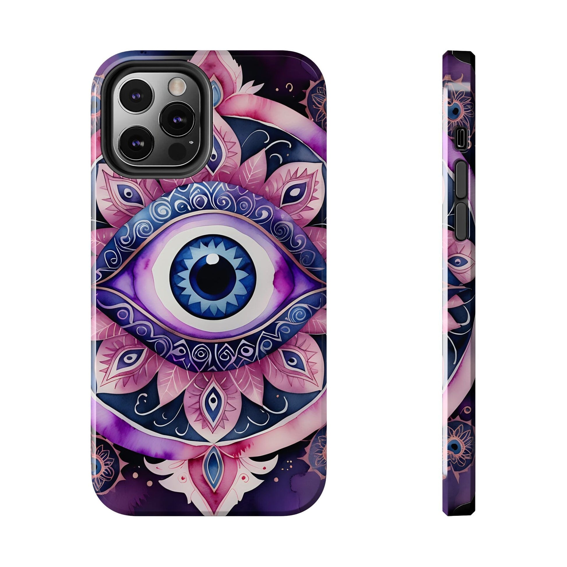 Purple Evil Eye Phone Case, Cosmic Mandala Phone Case, Phone Case Printify iPhone 12 Pro 