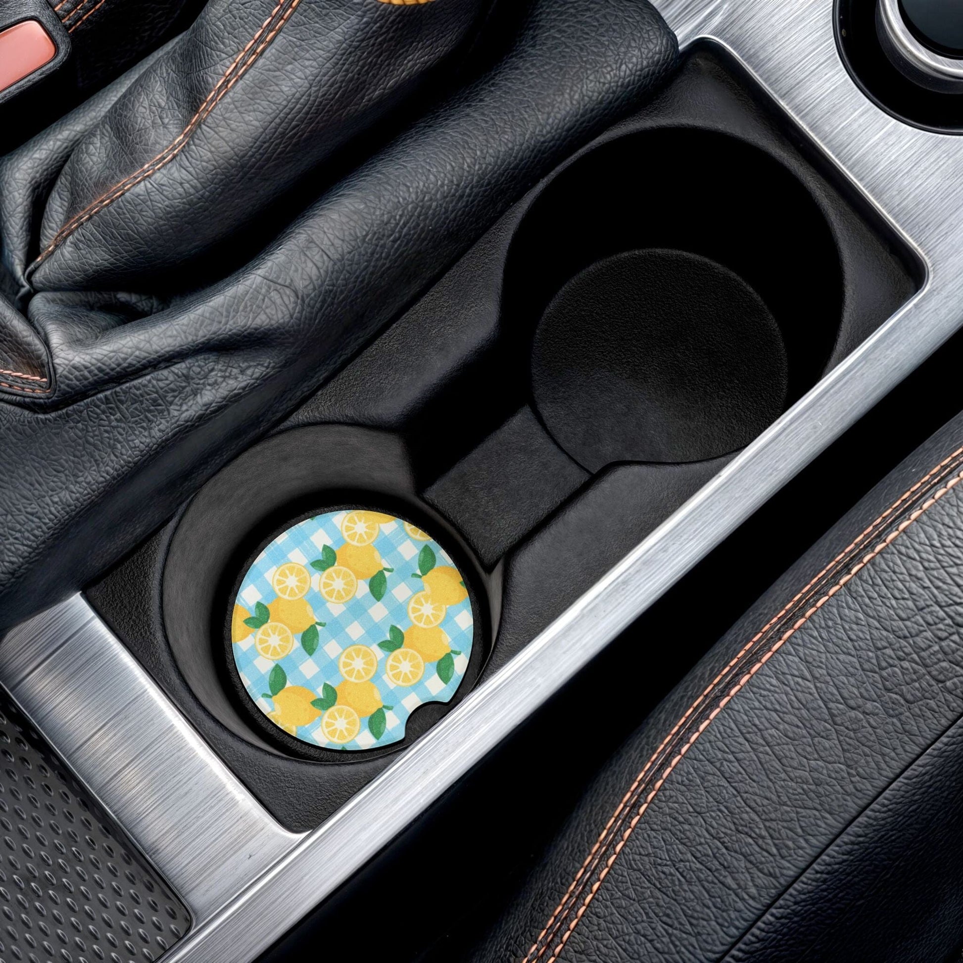 Summer Lemons Car Coaster, Fruit Drink Cup Coasters for Car • Cute Car Accessories Home Decor Printify 