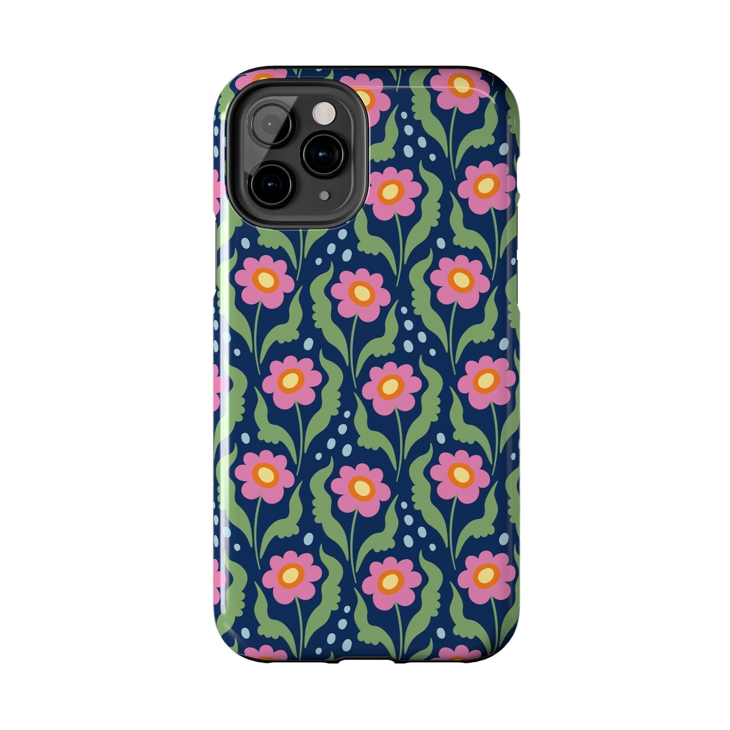 Retro Daisies Tough Phone Cases • Blue Floral Phone Case Designed to Fit Most iPhone and Samsung Phones Phone Case Printify 