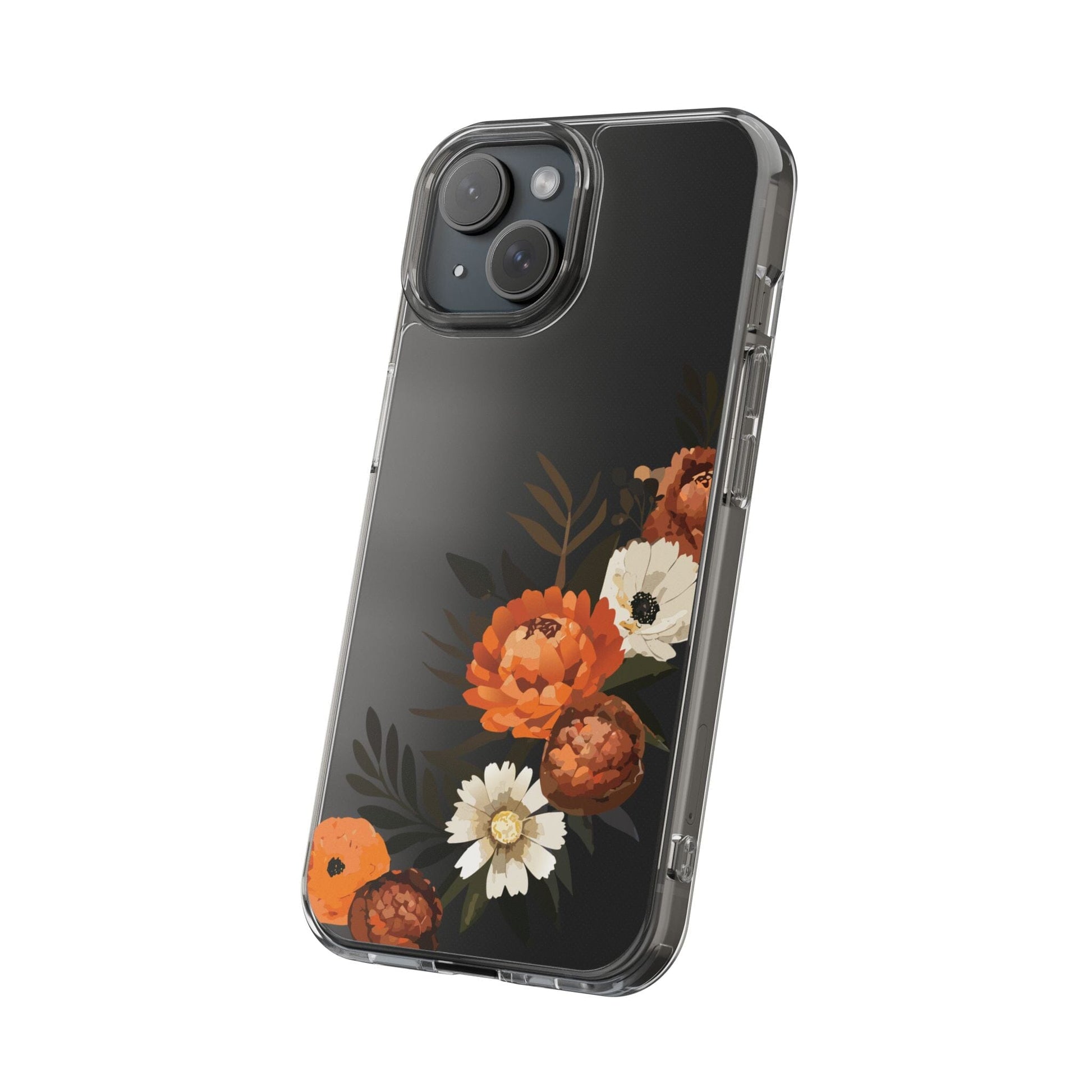 Fall Flowers Clear Phone Case • Designed to fit iPhone and Samsung Phones Phone Case Printify 