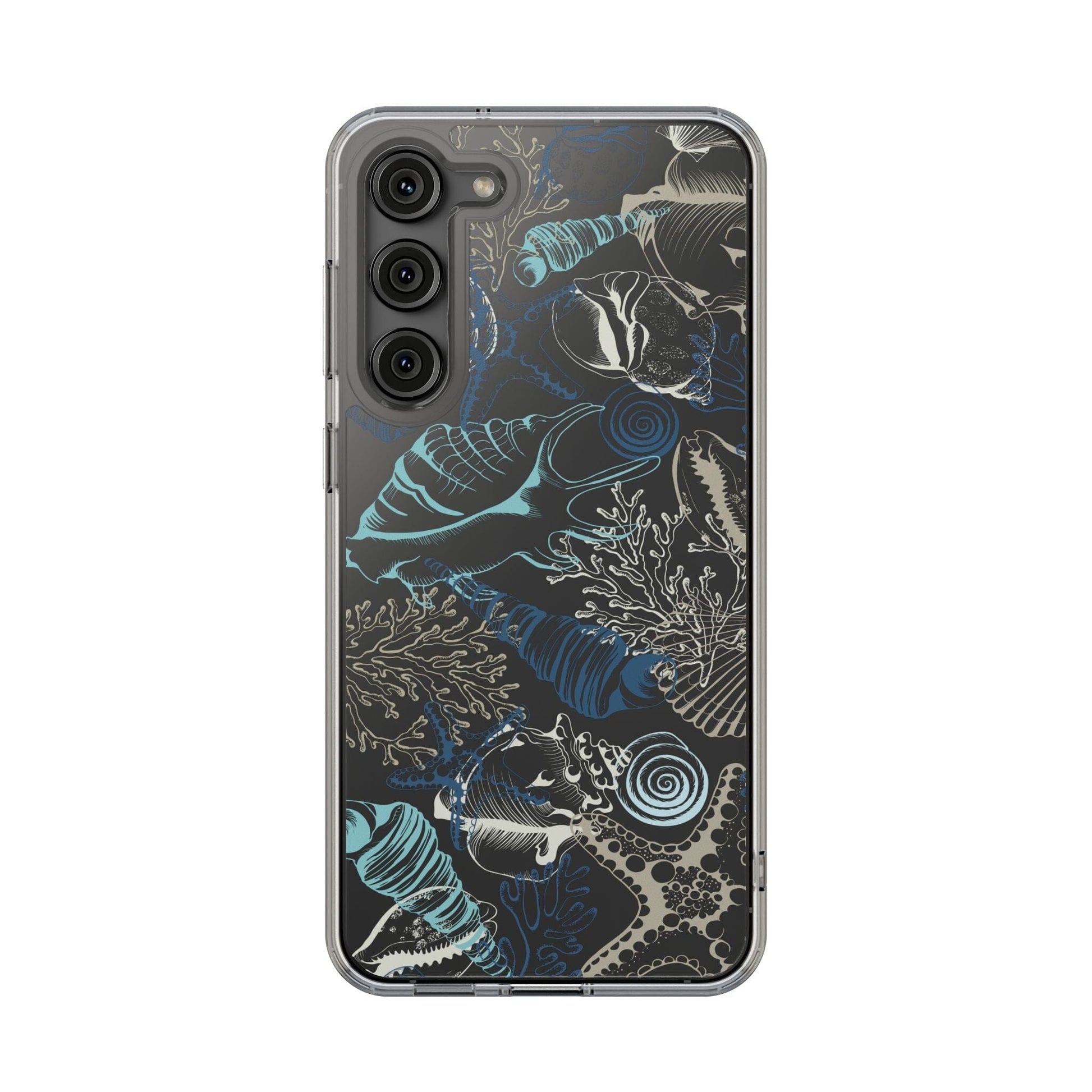 Clear iPhone Case • Blue Seashells Phone Case - Fits Most iPhone and Samsung Phones Phone Case Printify Samsung Galaxy S23 Plus Without gift packaging 