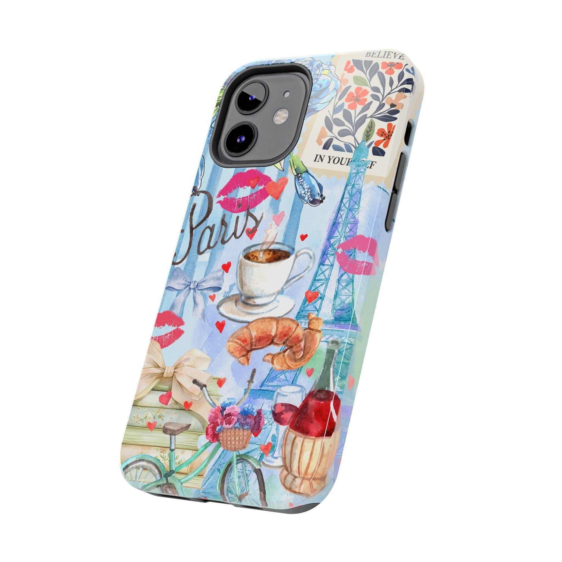 Coquette In Paris, Collage Phone Case, Floral Bookish Aesthetic, Preppy Stuff ~ Cell Phone Case for iPhone 12, iPhone 13, iPhone 14 & 15 Phone Case Printify 