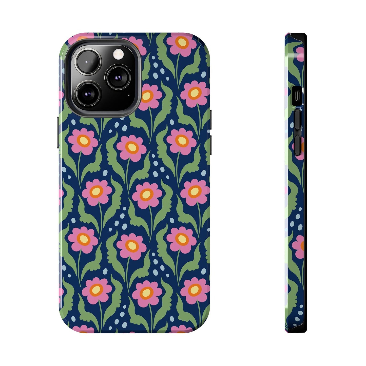 Retro Daisies Tough Phone Cases • Blue Floral Phone Case Designed to Fit Most iPhone and Samsung Phones Phone Case Printify iPhone 13 Pro Max 