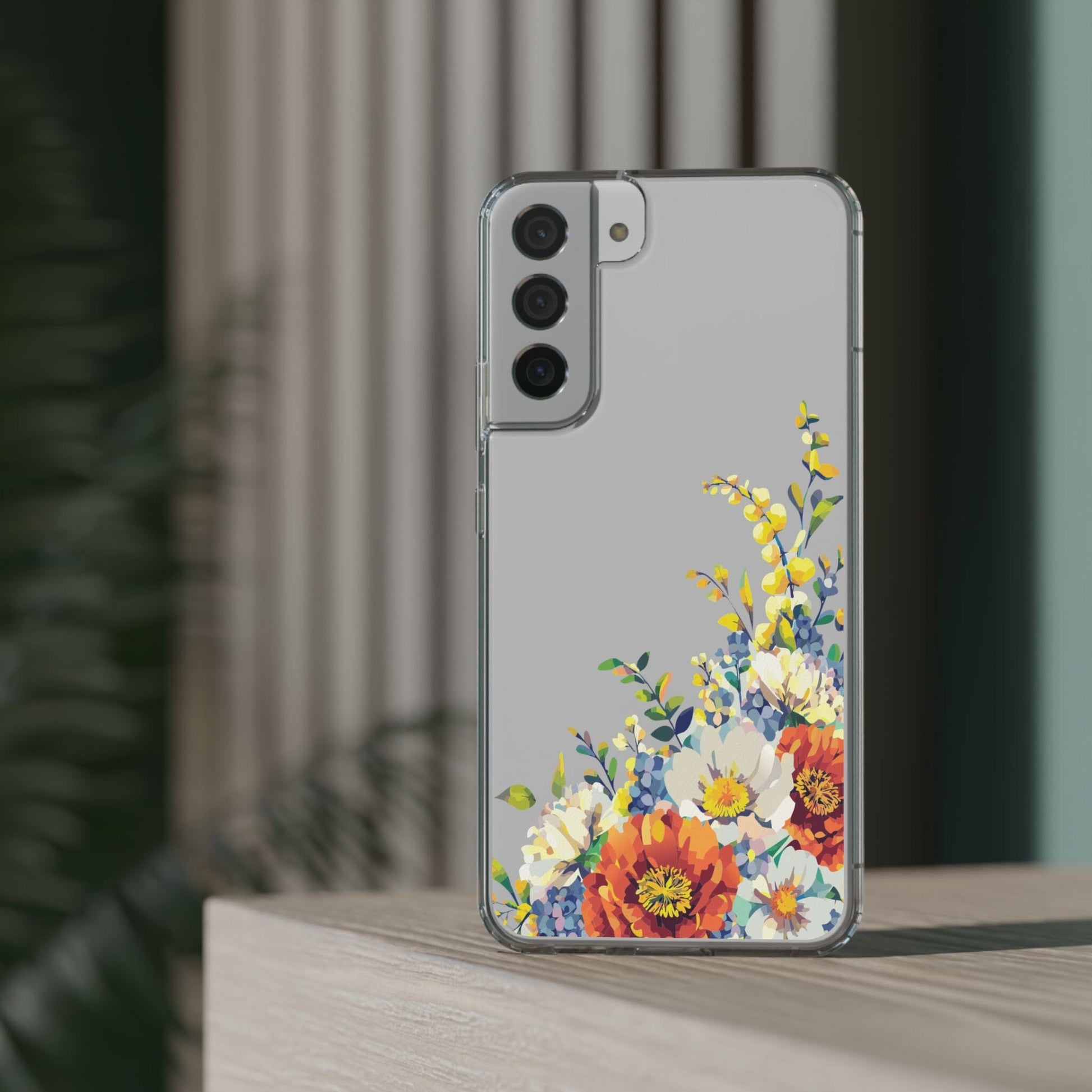 Summer Flowers Clear Phone Case • Designed to fit iPhone and Samsung Phones Phone Case Printify 