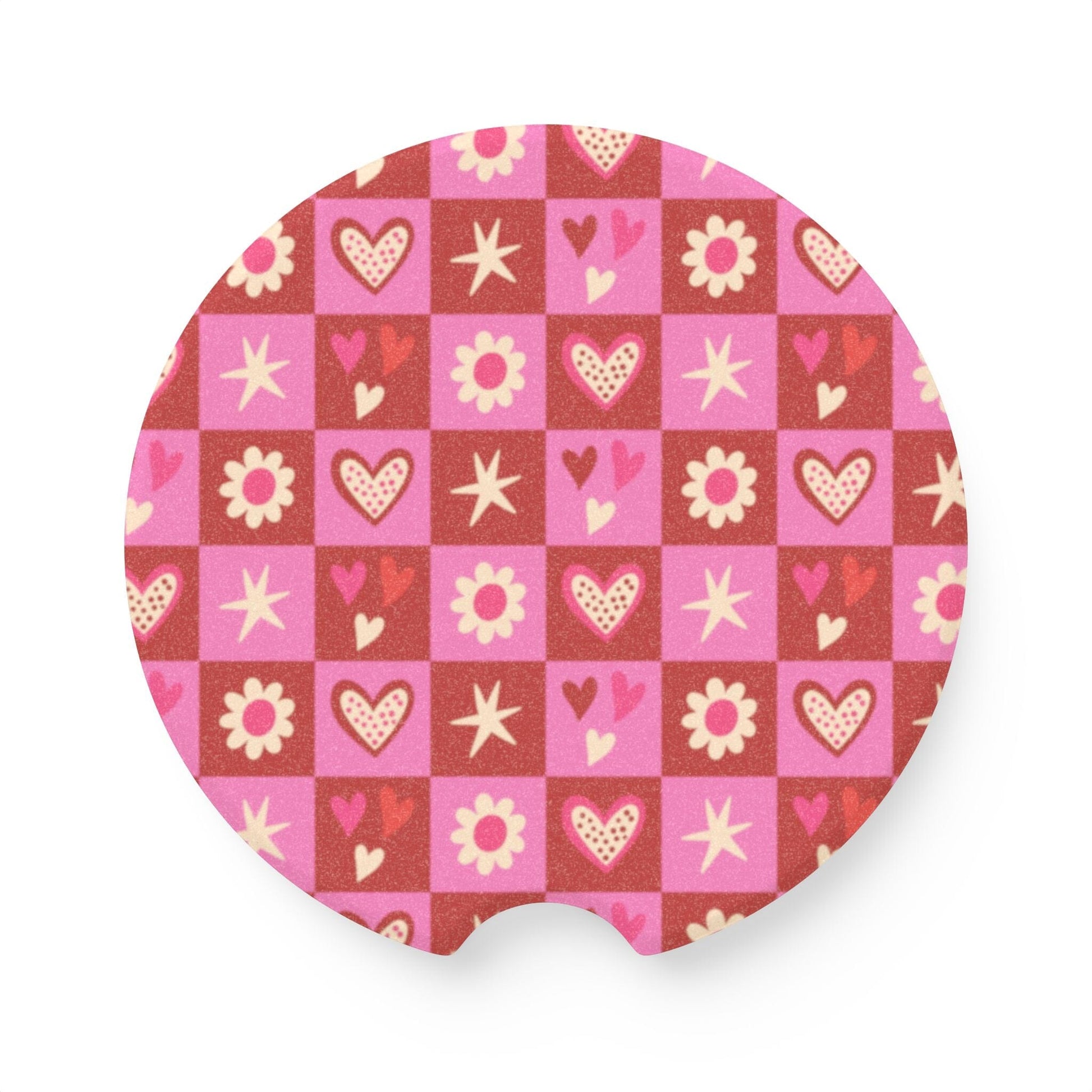 Cute Hearts & Flowers Coquette Car Coasters • Cute Car Accessories Home Decor Printify 2.6'' × 2.6" 1pc 