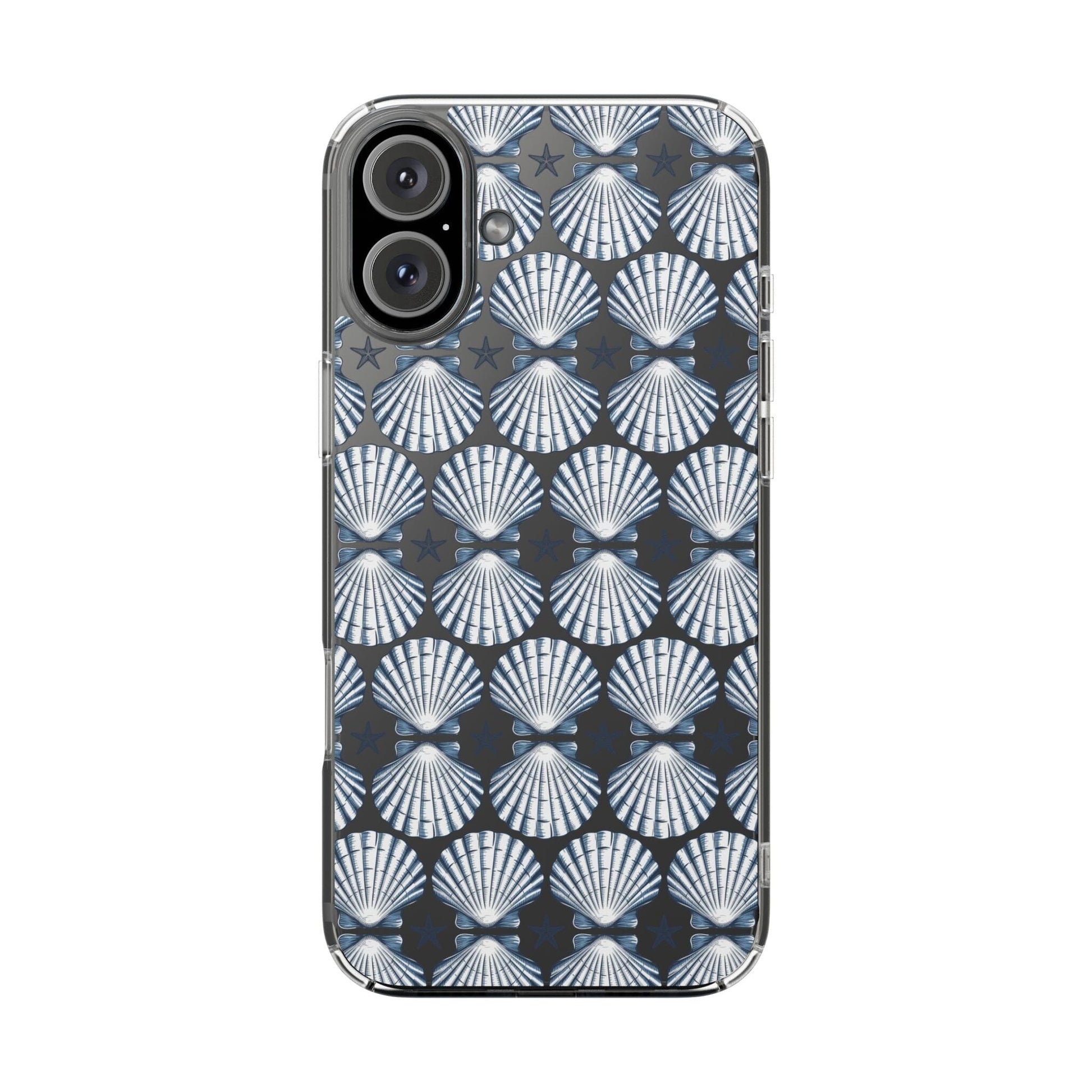 Meet Me At The Beach, iPhone 16 Clear Phone Case, Summer Vibes Seashell Phone Cases, iPhone 16 Pro, iPhone 15 Plus, 14 Pro, Samsung Galaxy Phone Case Printify iPhone 16 Plus Without gift packaging 