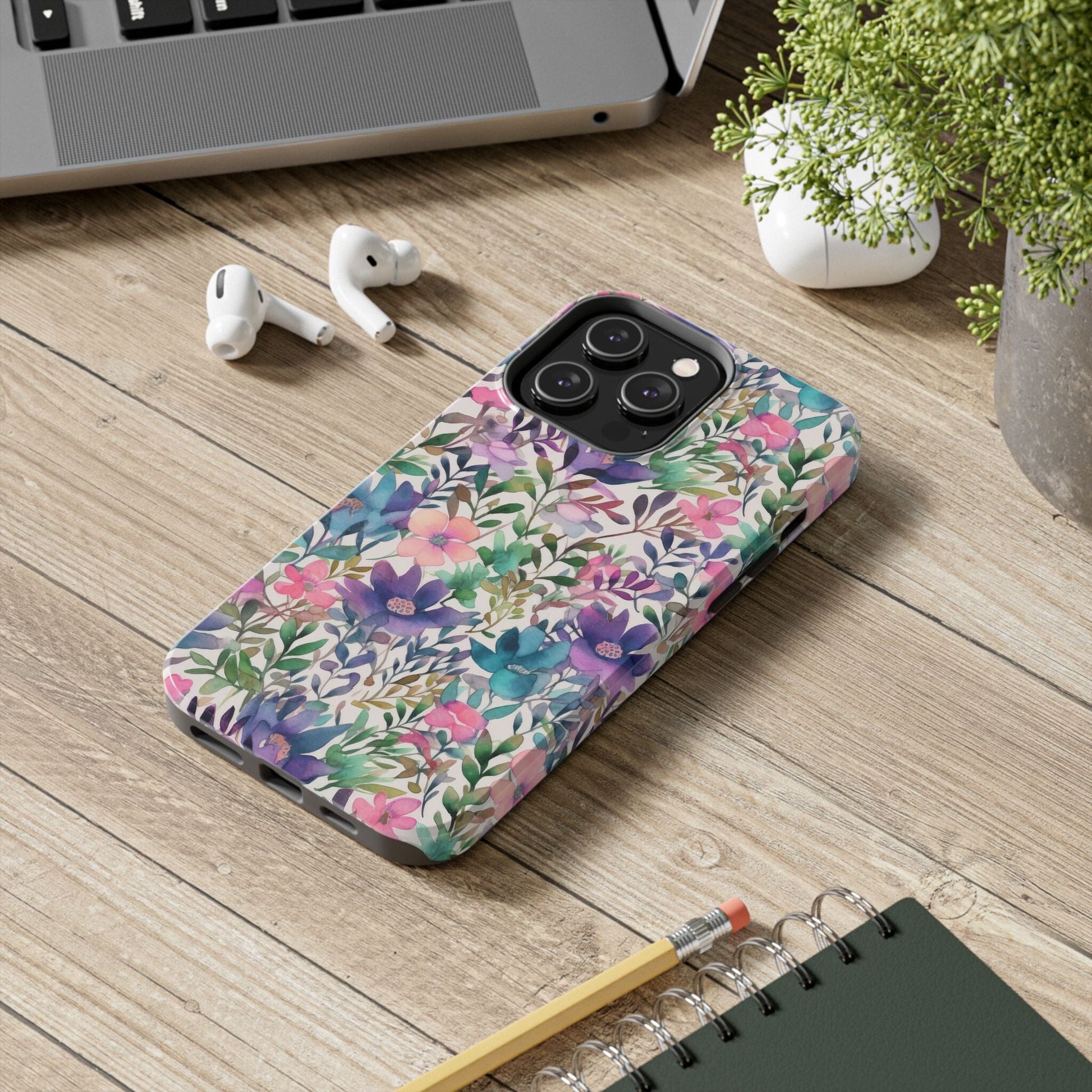 Petite Watercolor Flowers Tough Phone Case • Designed to fit Most iPhone and Samsung Phones Phone Case Printify 