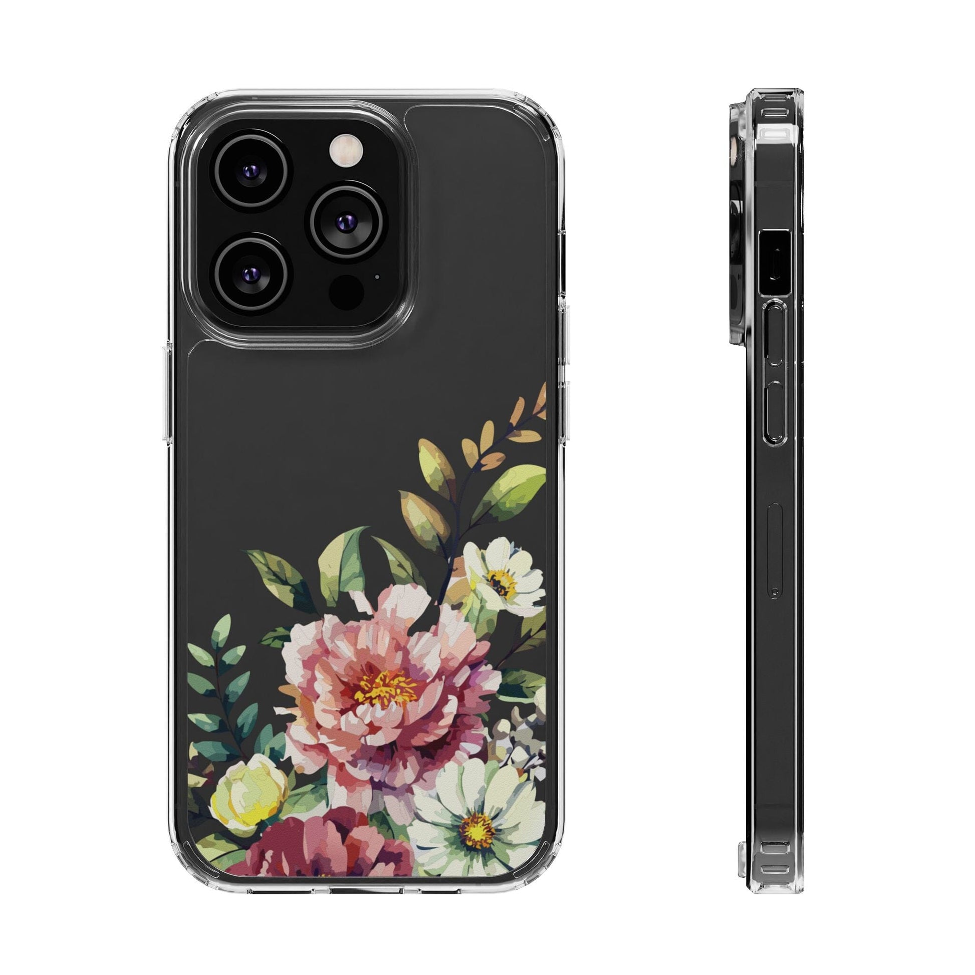 Wedding Flowers Clear Phone Cases • Designed to fit iPhone and Samsung Phones Phone Case Printify iPhone 14 Pro Without gift packaging 