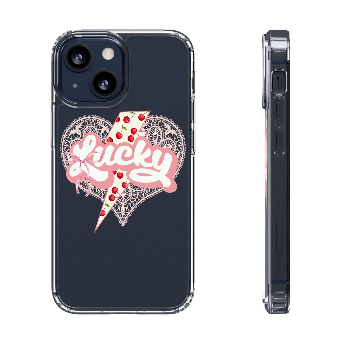 Lucky Girl Coquette Phone Case, Fits iPhone and Samsung Phones, Clear Case Phone Case Printify iPhone 13 Mini With gift packaging 