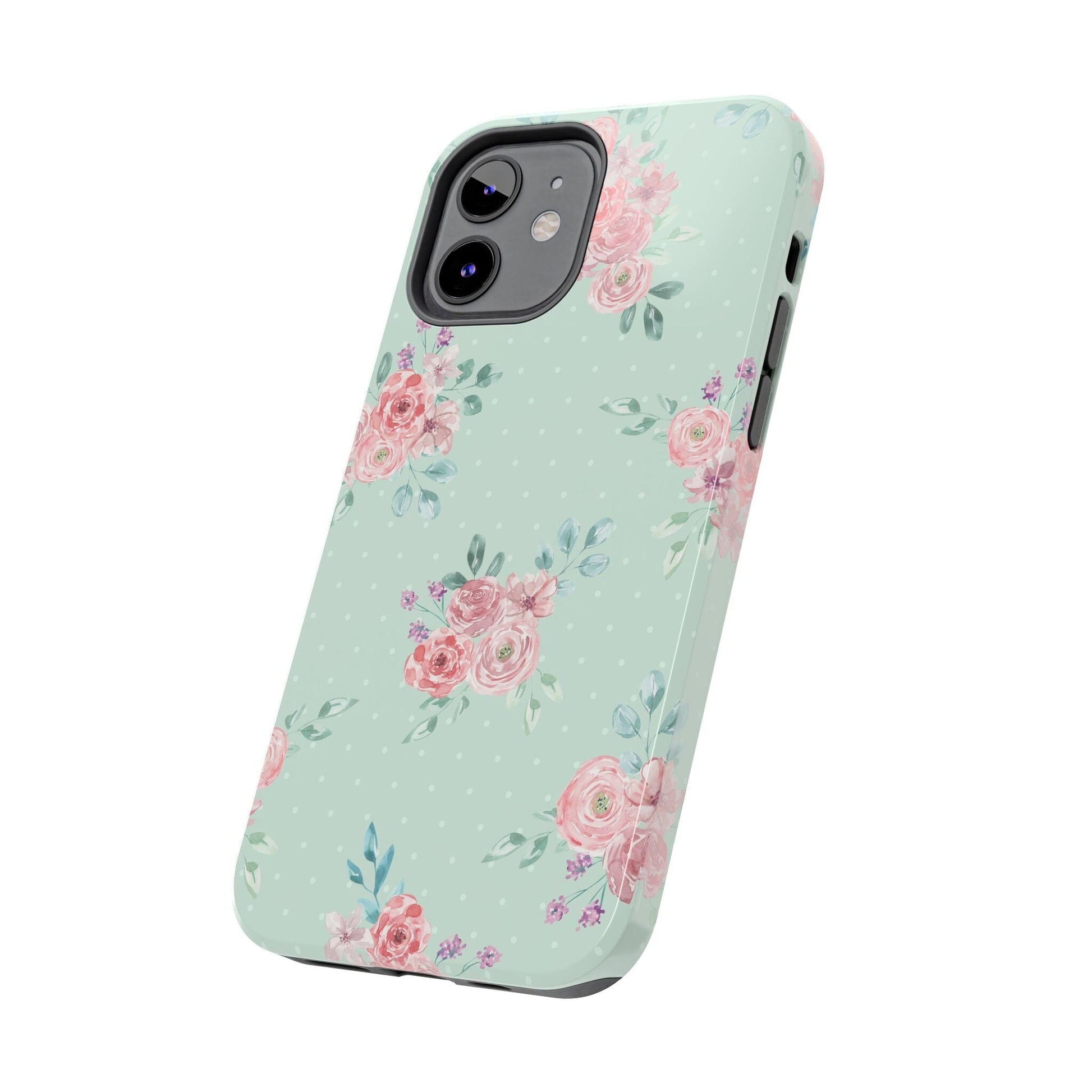 Green Floral Phone Case, Summer Flower Phonecases, Coquette Aesthetic iPhone Case for 15 14 13 12 Cell Phone Covers Phone Case Printify 