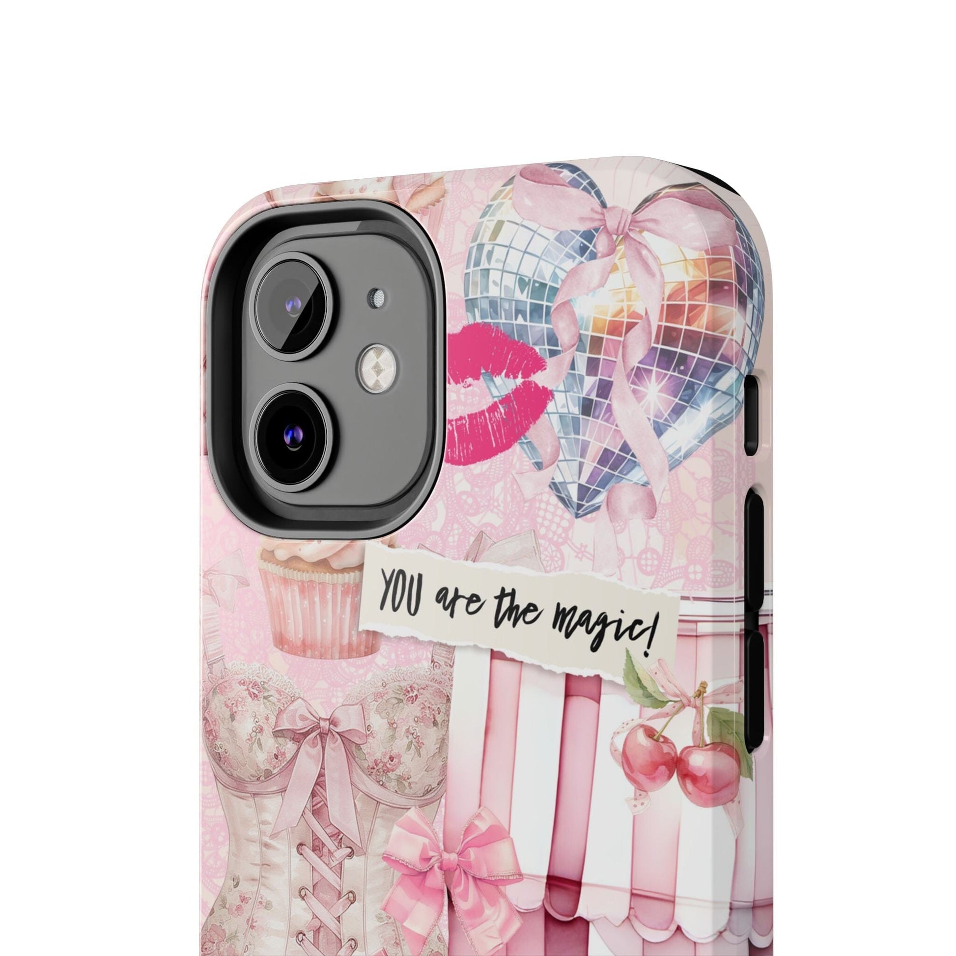 Pink Coquette Phone Case, Collage Phone Case, You Are The Magic, Cupcakes and Puppies ~ iPhone 12, iPhone 13, iPhone 14, iPhone 15 Phone Case Printify 