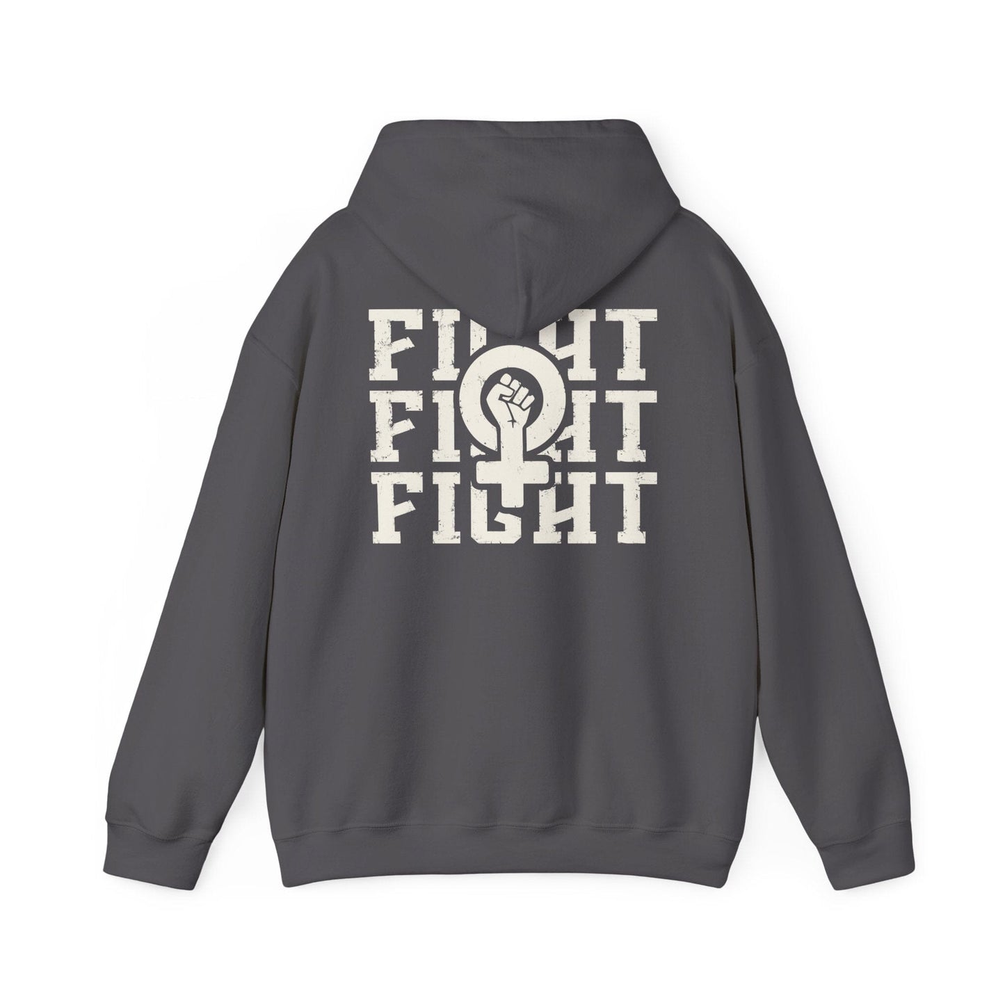 Fight Fight Fight Feminist Sweatshirt ~ Unisex Heavy Blend Hoodie Hoodie Printify S Charcoal 