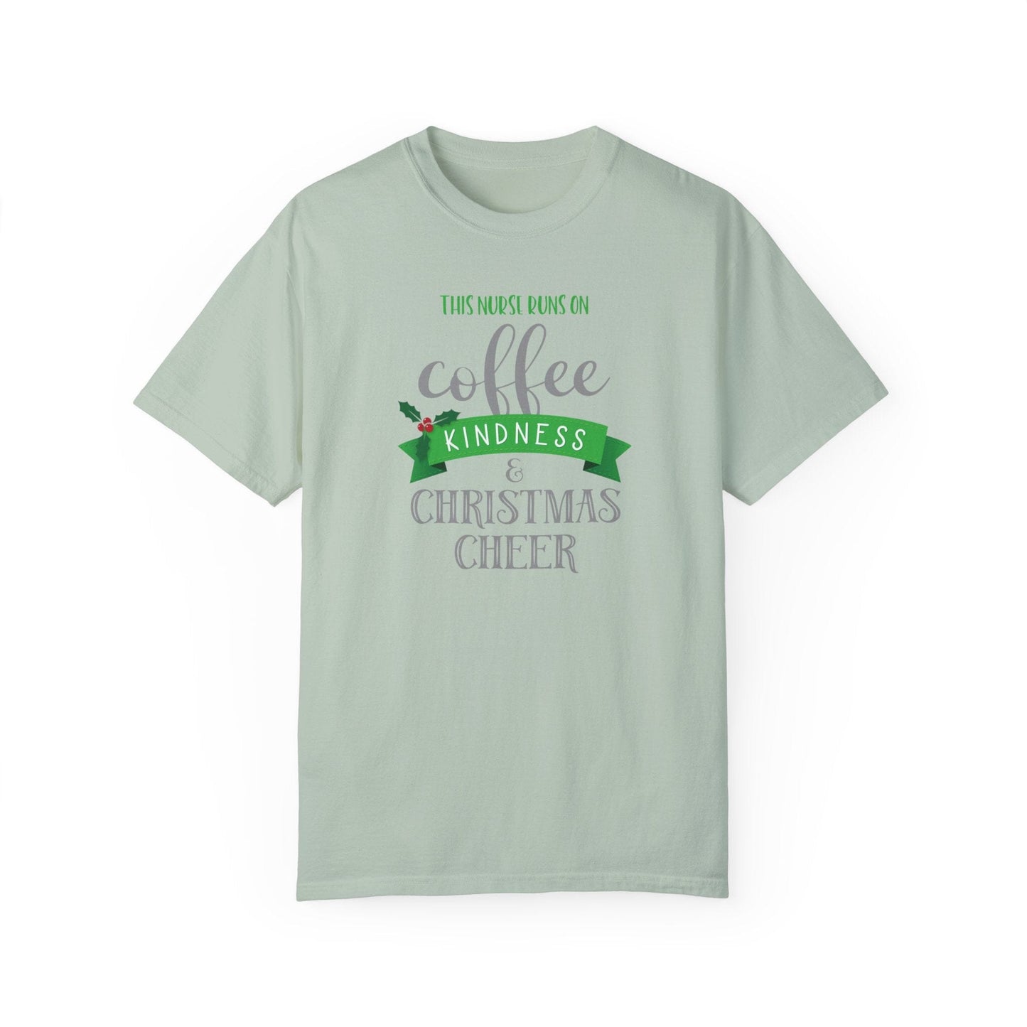 Nurse Christmas Shirt, I Run On Christmas Cheer ~ Shirts for Coffee Lovers at Christmas T-Shirt Printify Bay S 