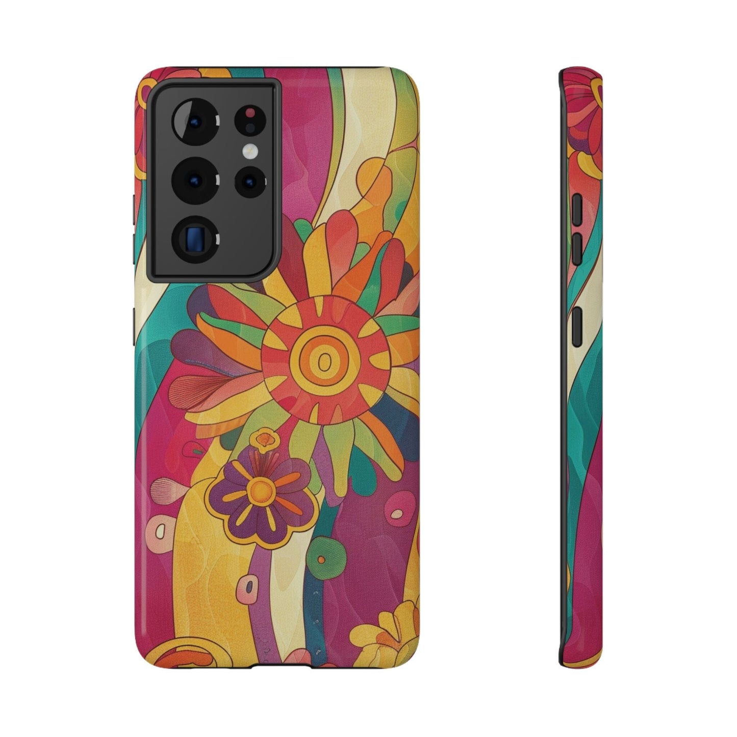 Retro Hippie Impact-Resistant Cases • 70s Daisy Flower Phone Cases Designed to fit Most iPhone and Samsung Phones Phone Case Printify Samsung Galaxy S21 Ultra Glossy Without gift packaging