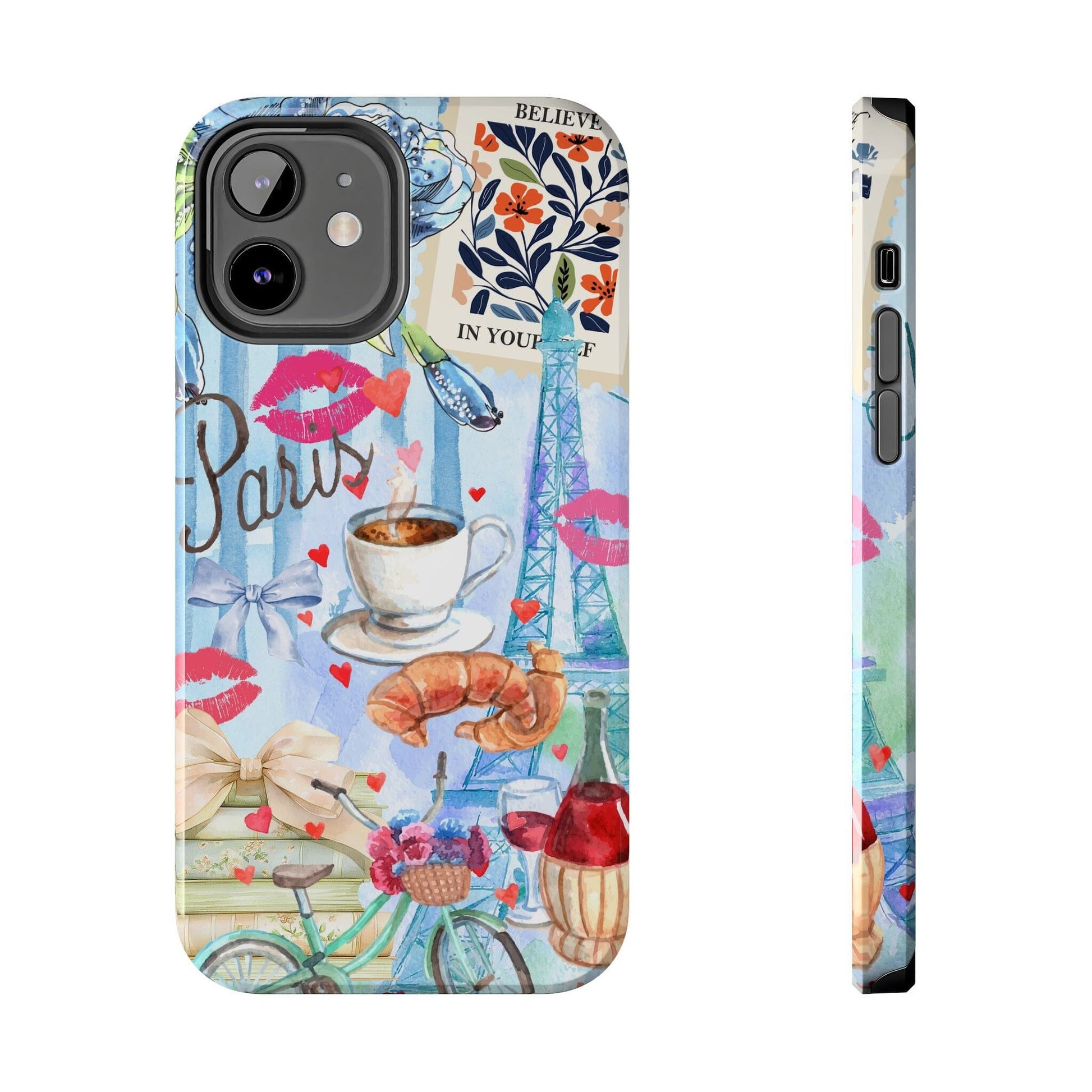 Coquette In Paris, Collage Phone Case, Floral Bookish Aesthetic, Preppy Stuff ~ Cell Phone Case for iPhone 12, iPhone 13, iPhone 14 & 15 Phone Case Printify iPhone 12 