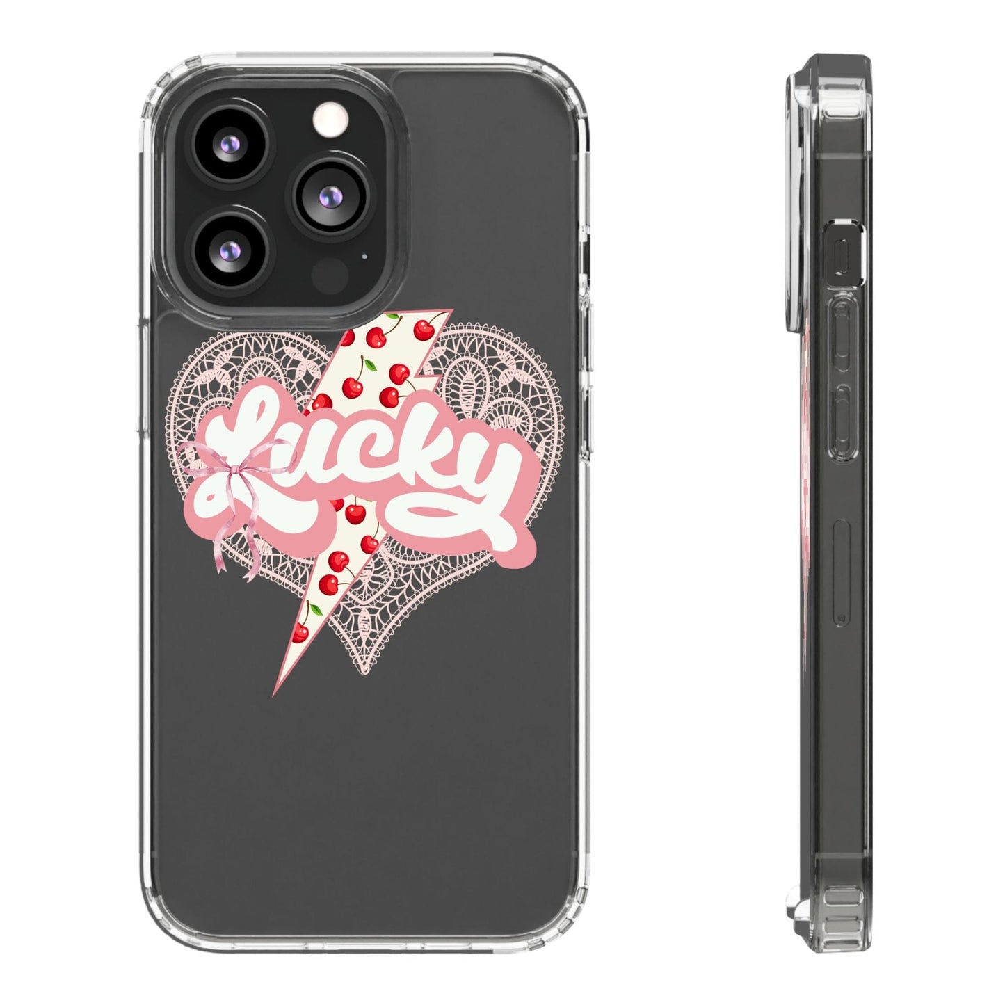 Lucky Girl Coquette Phone Case, Fits iPhone and Samsung Phones, Clear Case Phone Case Printify iPhone 13 Pro Without gift packaging 