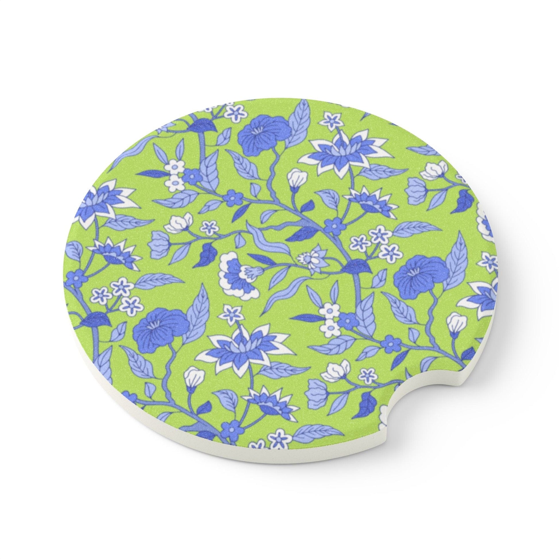 Toile Car Coaster, Green Botanical Car Accessories, Drink Cup Holder Coaster, Coquette Aesthetic Home Decor Printify 