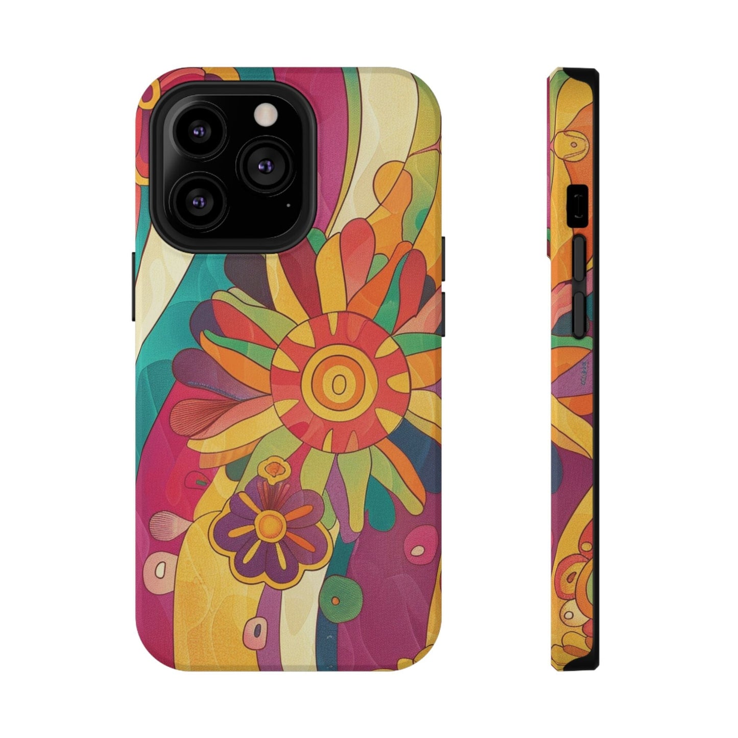 Retro Hippie Impact-Resistant Cases • 70s Daisy Flower Phone Cases Designed to fit Most iPhone and Samsung Phones Phone Case Printify iPhone 13 Pro Matte Without gift packaging